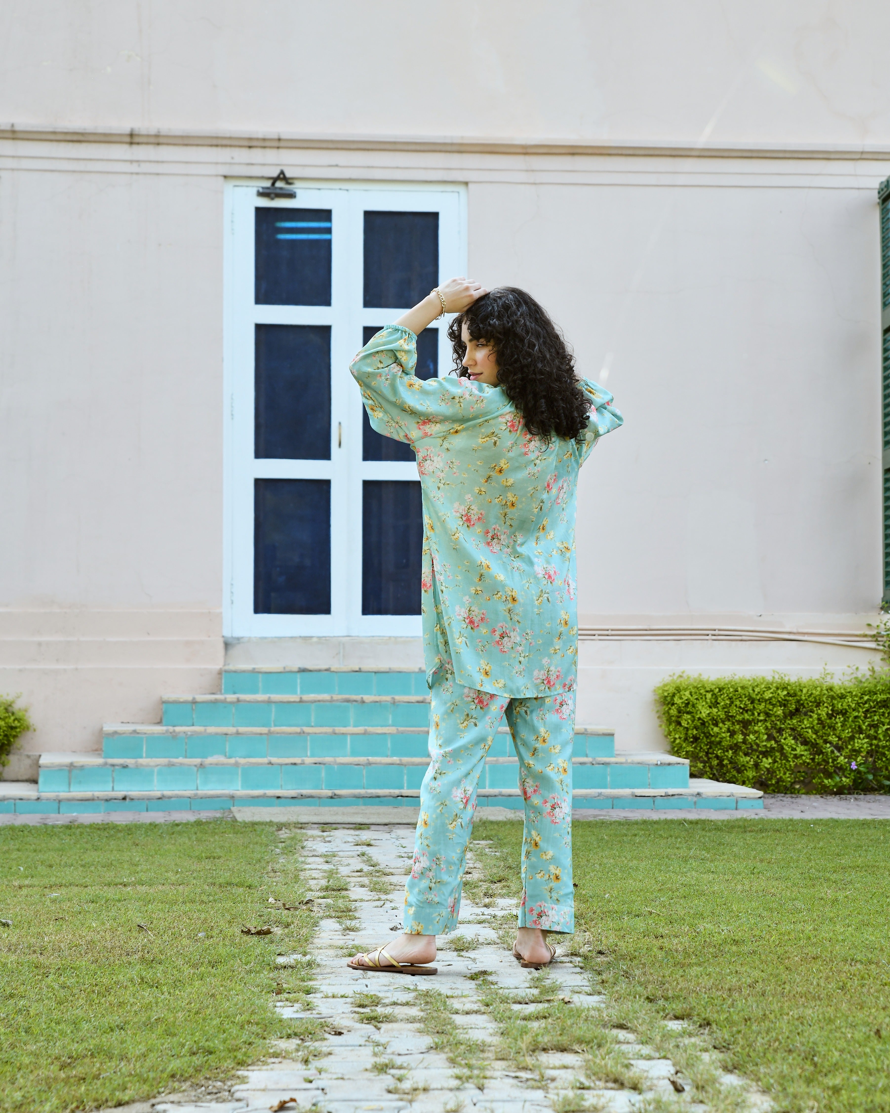OCEAN BLUE TURTLE NECK CO-ORD SET