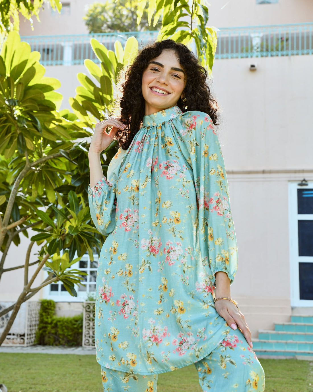 OCEAN BLUE TURTLE NECK CO-ORD SET