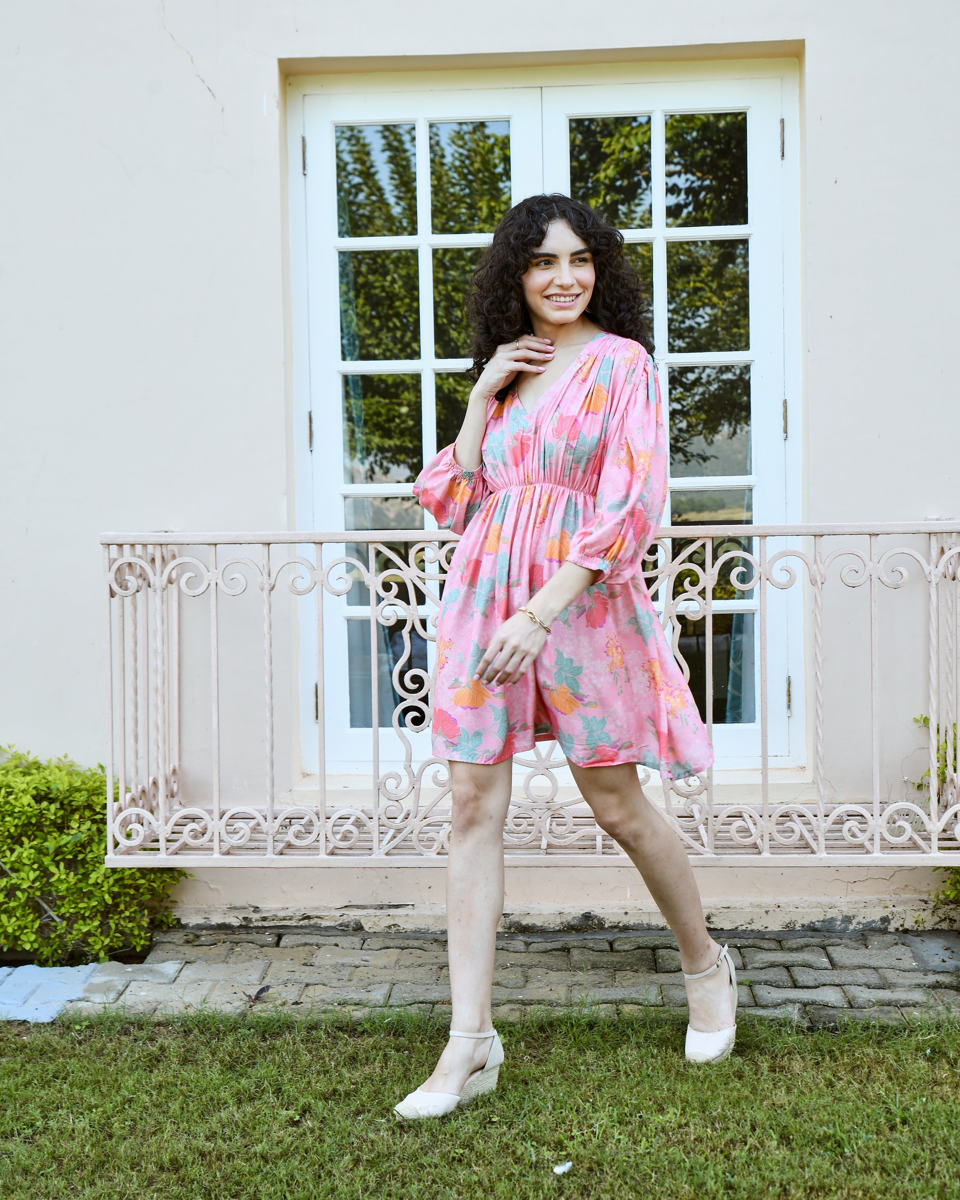 PLUMERIA PINK RUCHED DRESS