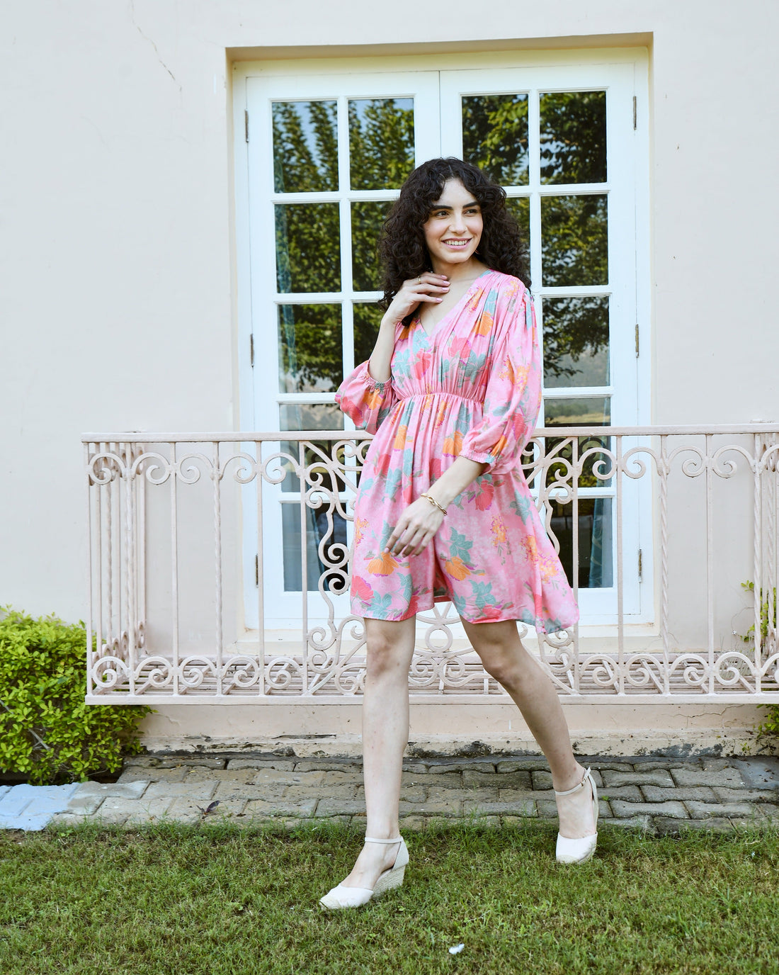 PLUMERIA PINK RUCHED DRESS