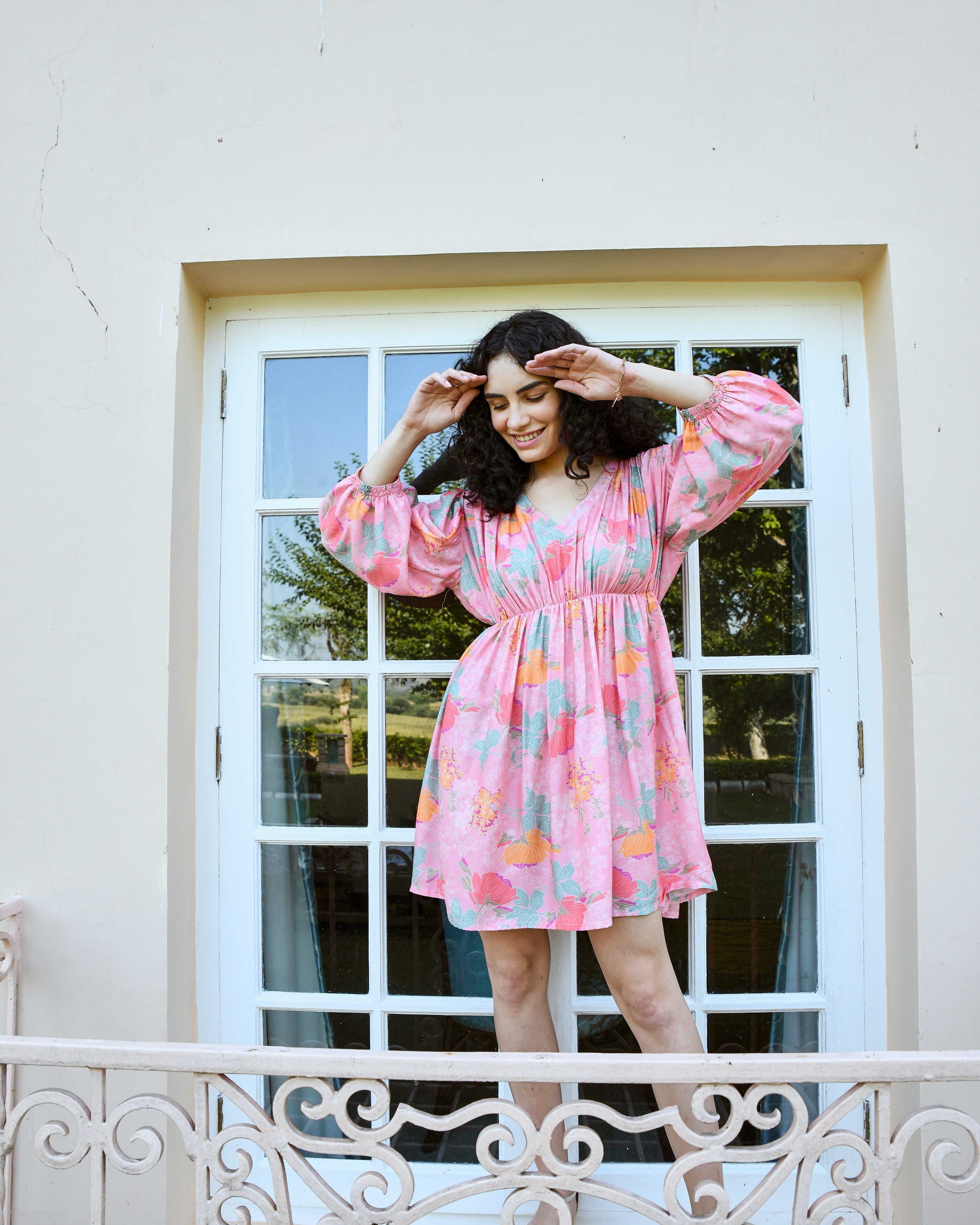 PLUMERIA PINK RUCHED DRESS