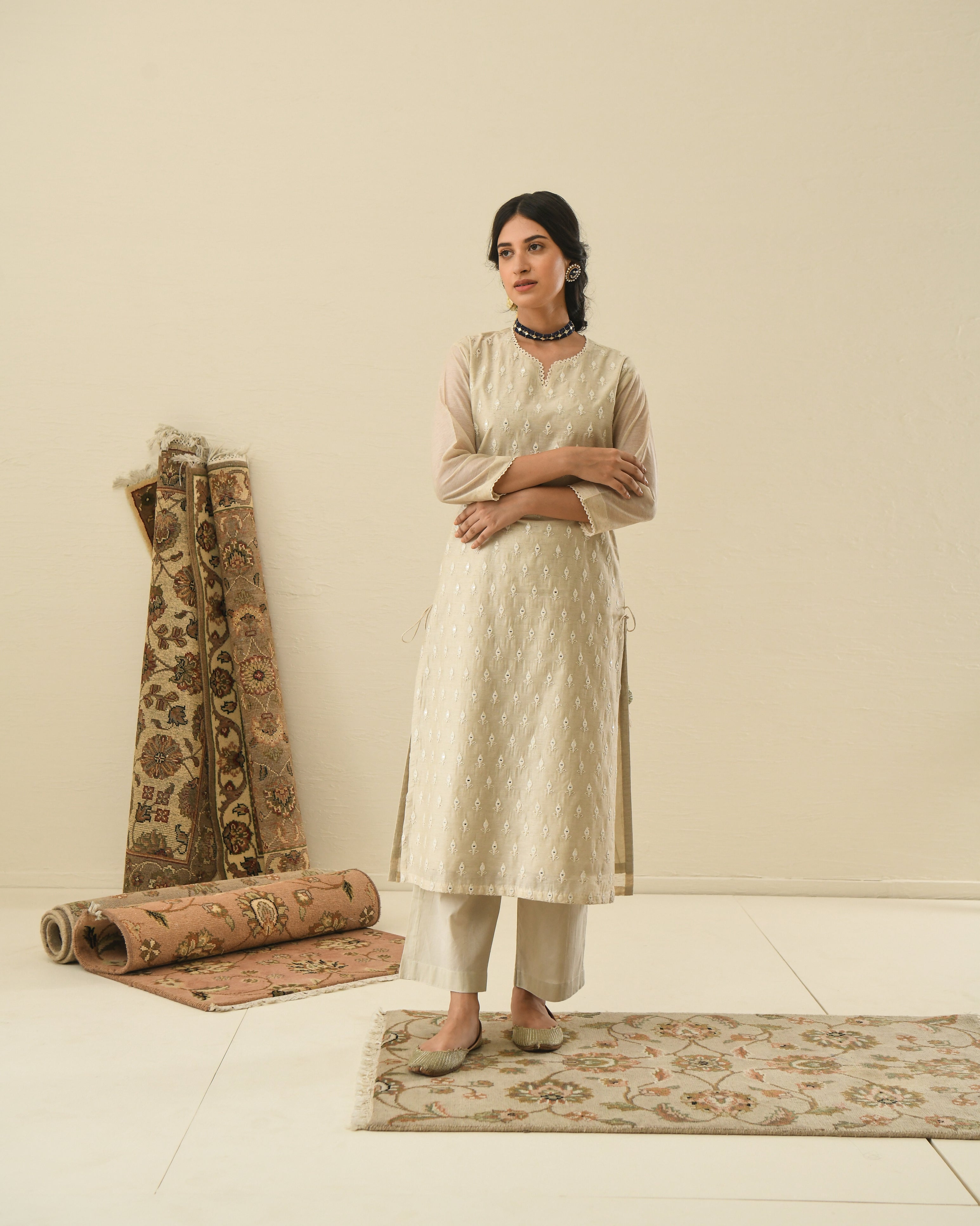 AFREEN BEIGE KURTA SET