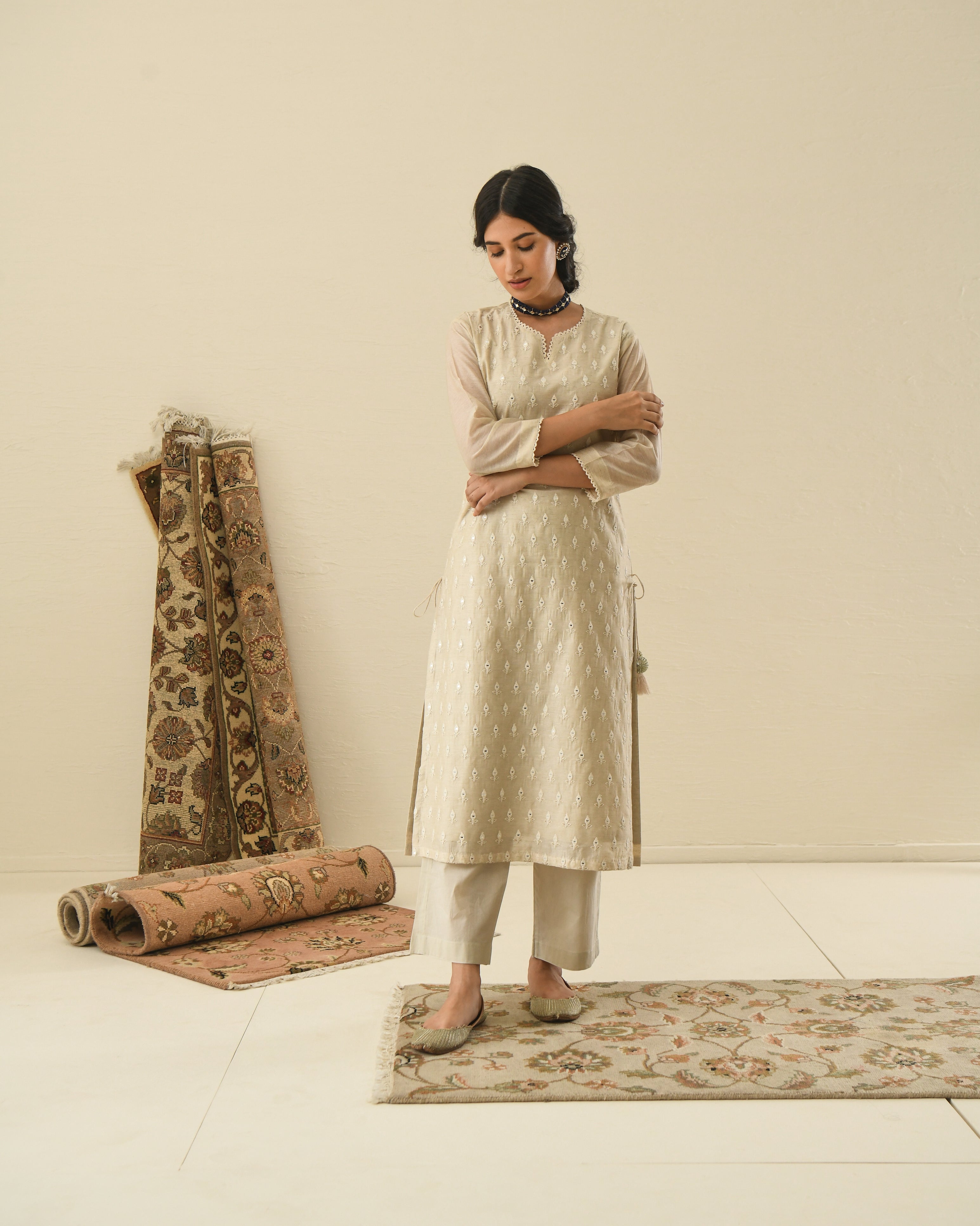 AFREEN BEIGE KURTA SET