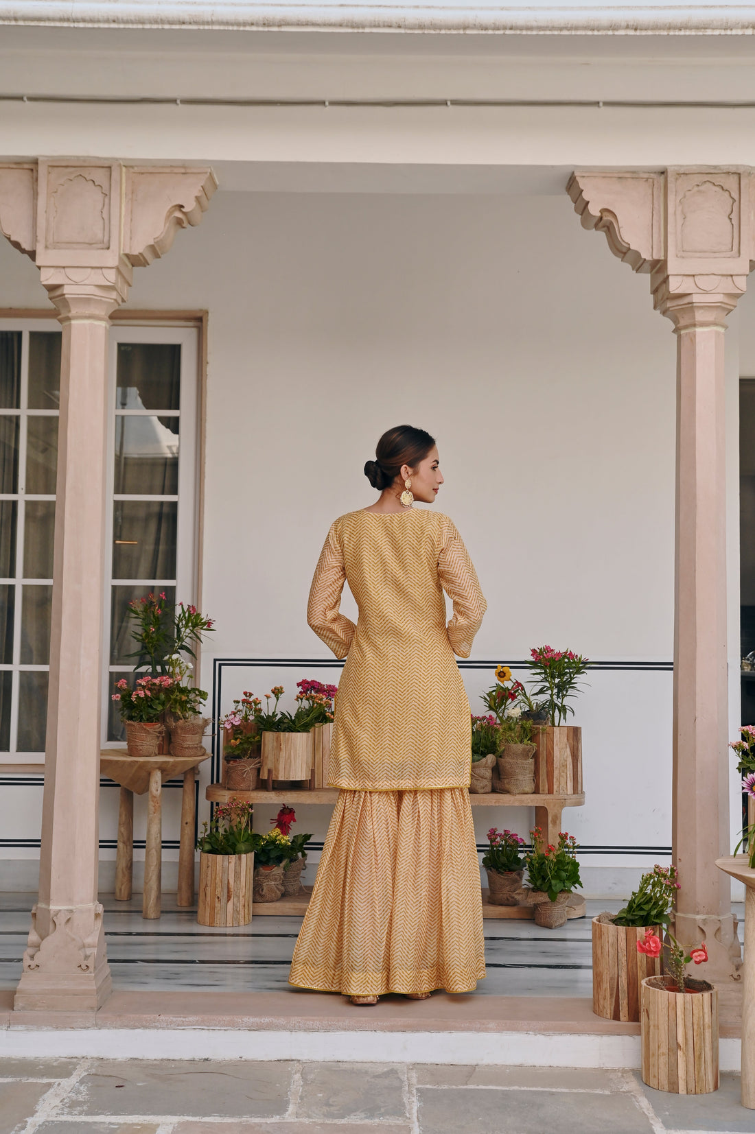 MUSTARD ZIG-ZAG SHARARA SET