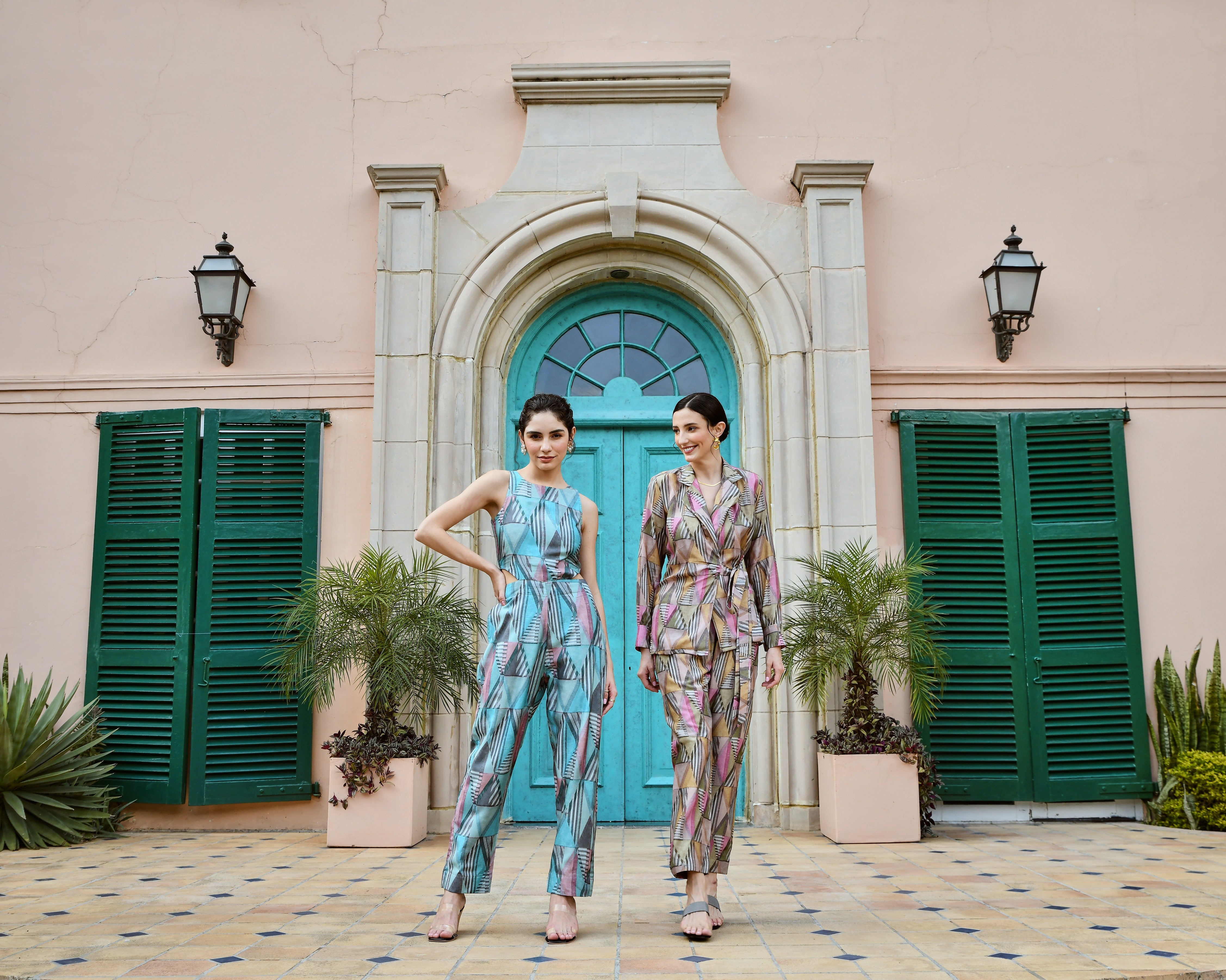ABSTRACT MUSLIN BLUE PRINT JUMPSUIT