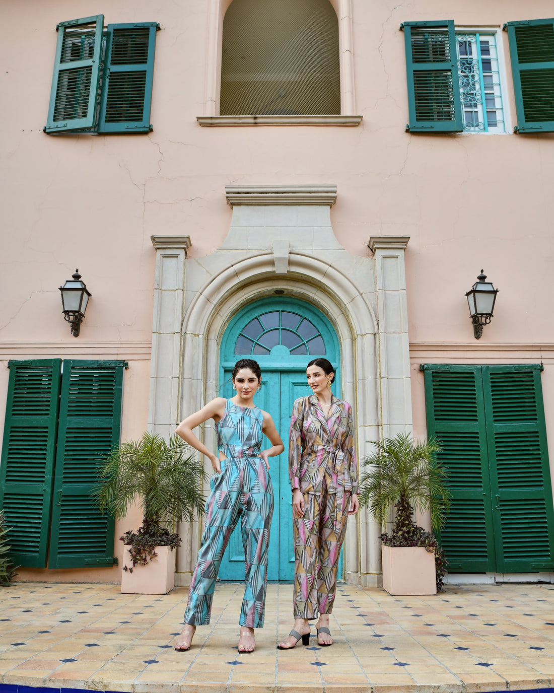 ABSTRACT MUSLIN BLUE PRINT JUMPSUIT