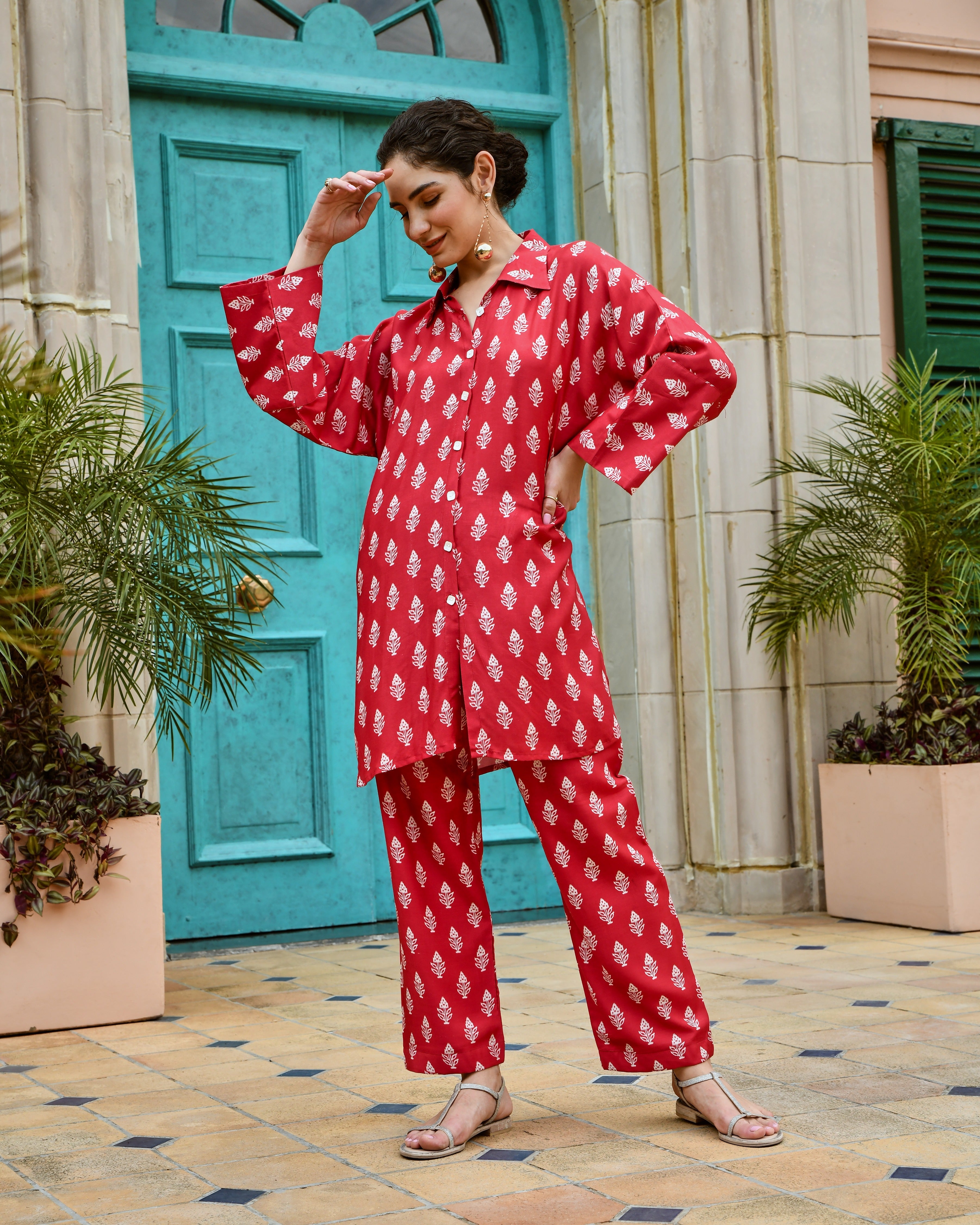 KIMONO RED CO-ORD SET