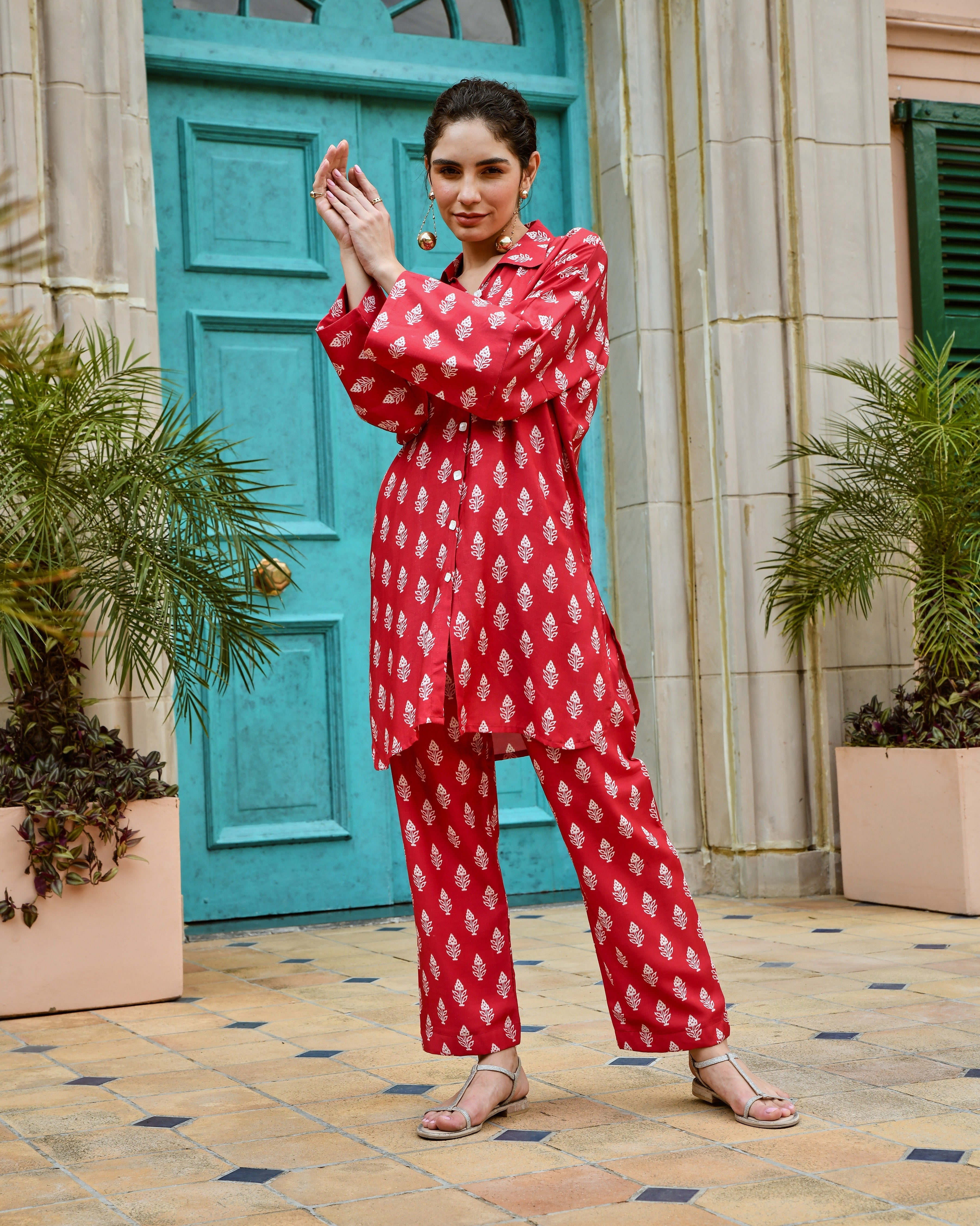 KIMONO RED CO-ORD SET