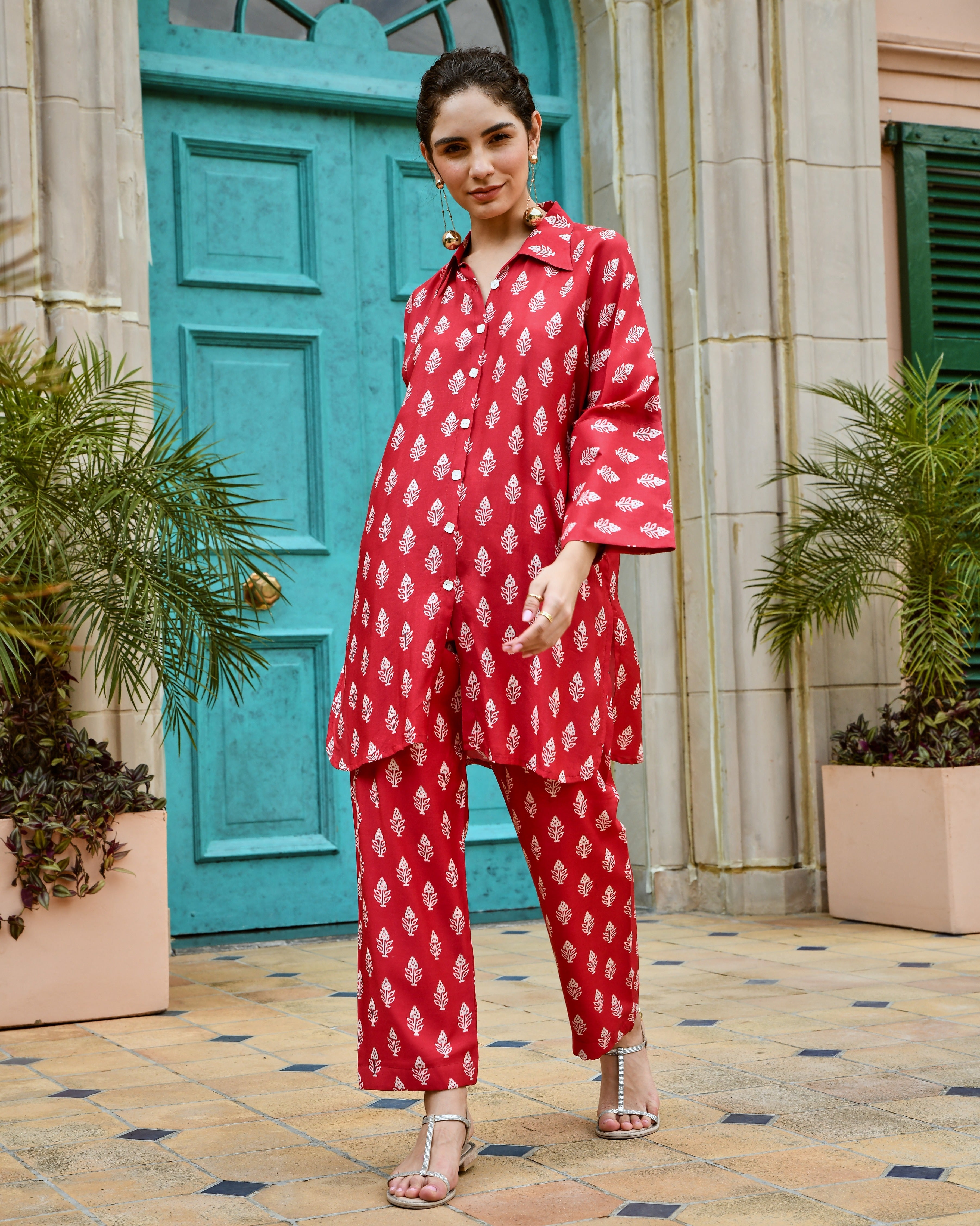 KIMONO RED CO-ORD SET