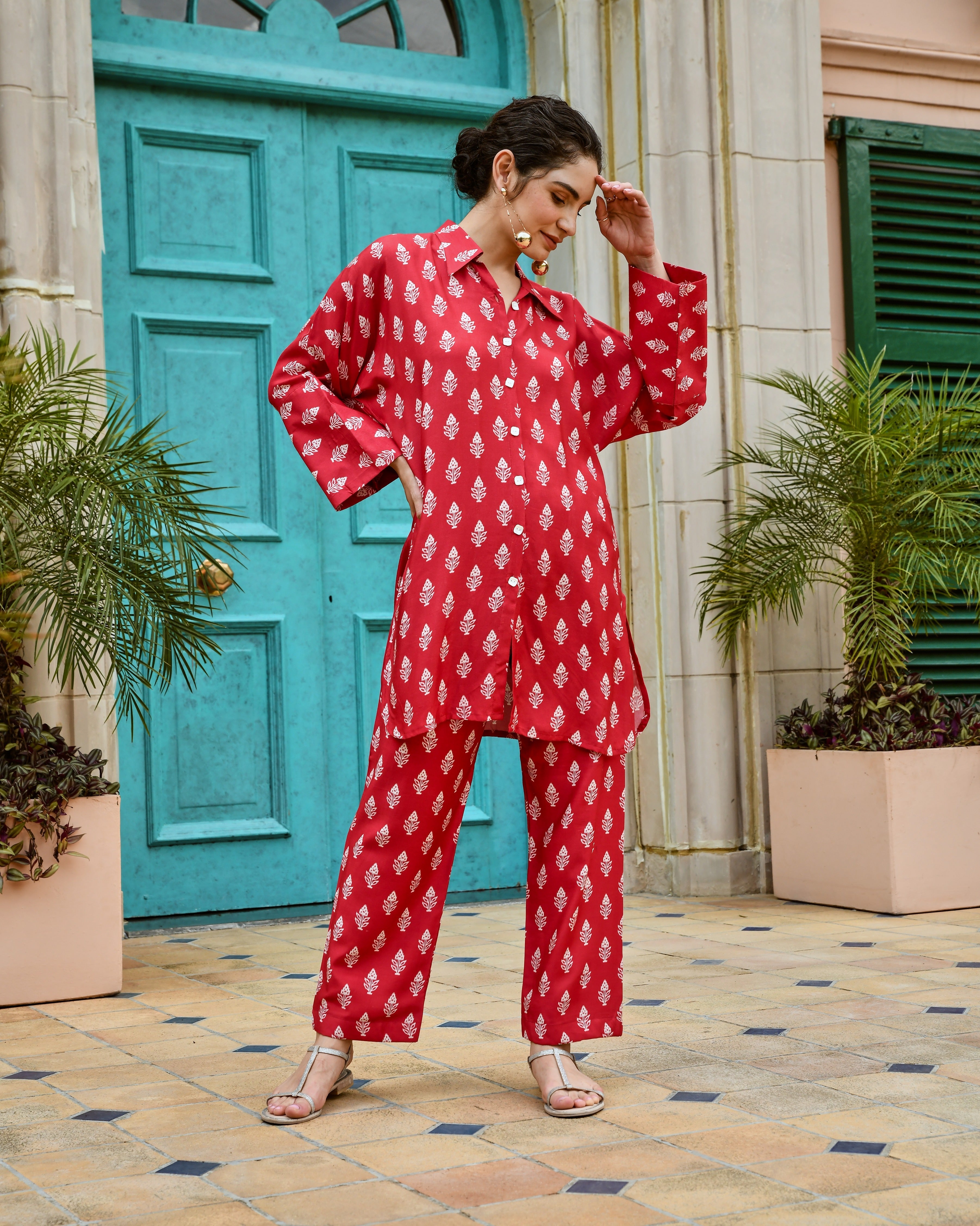 KIMONO RED CO-ORD SET
