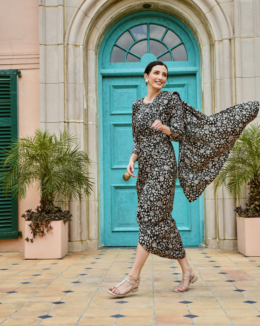BLACK GAZI SILK PRE-DRAPED  SAREE