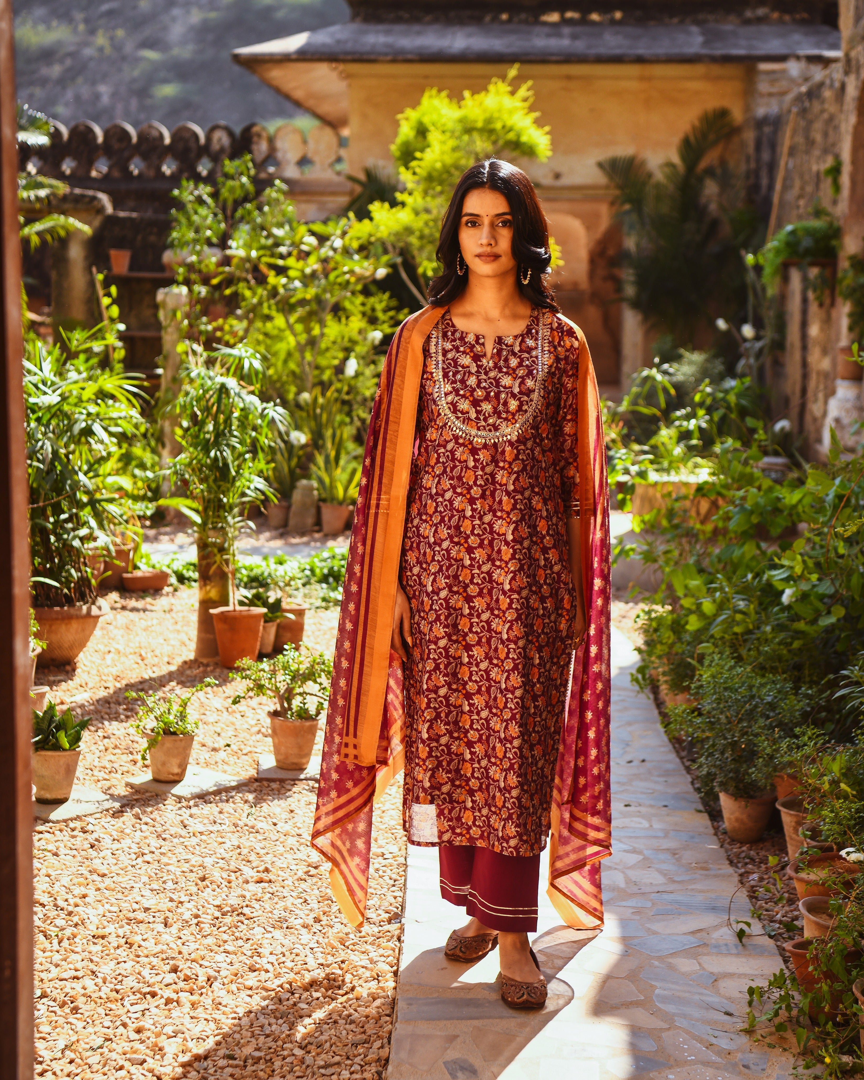 PURPLE  NOOR CHANDERI KURTA SET