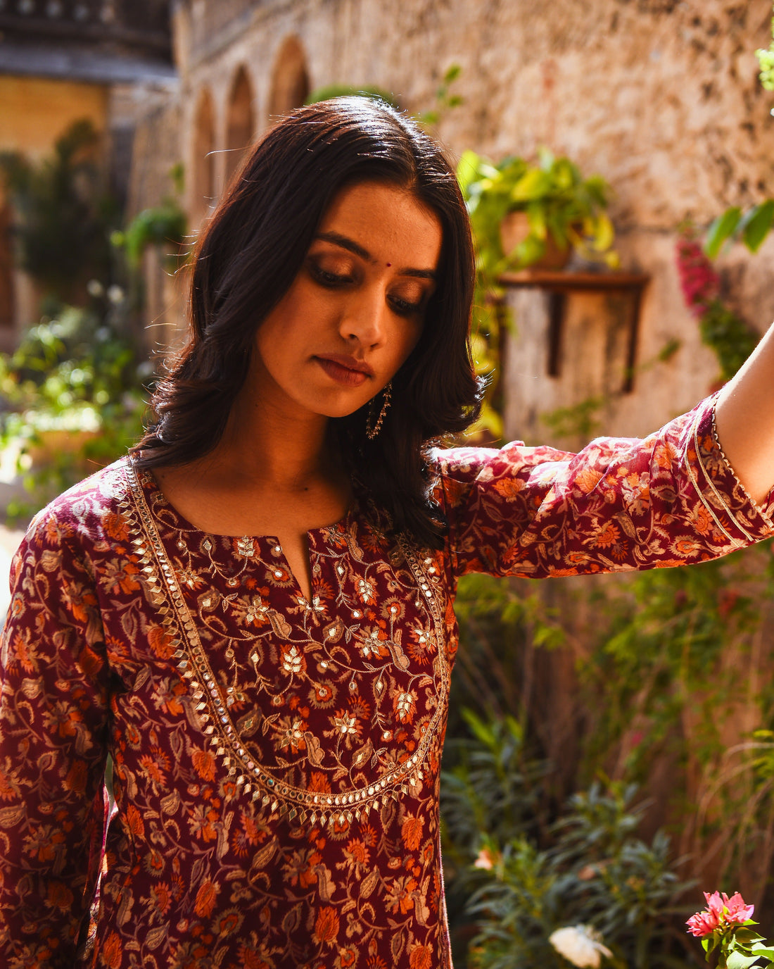 PURPLE  NOOR CHANDERI KURTA SET
