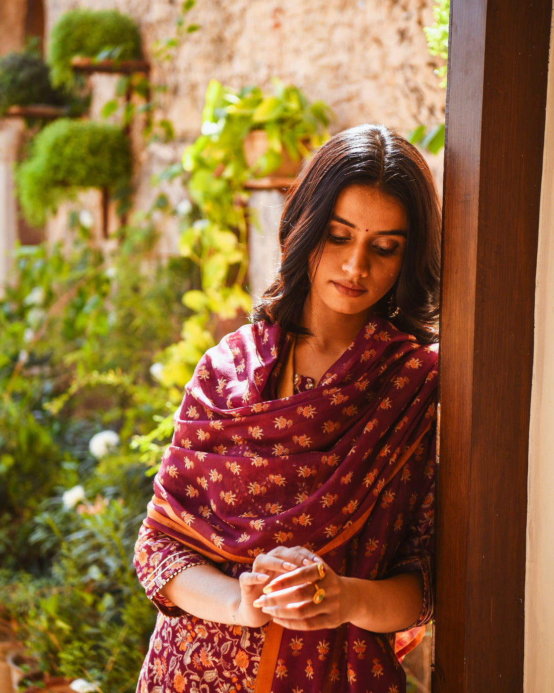 PURPLE  NOOR CHANDERI KURTA SET