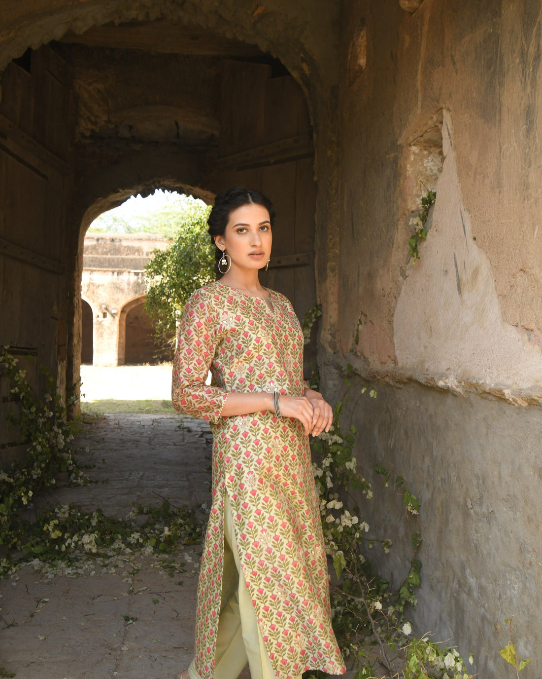 PISTA GREEN MEHER KURTA SET