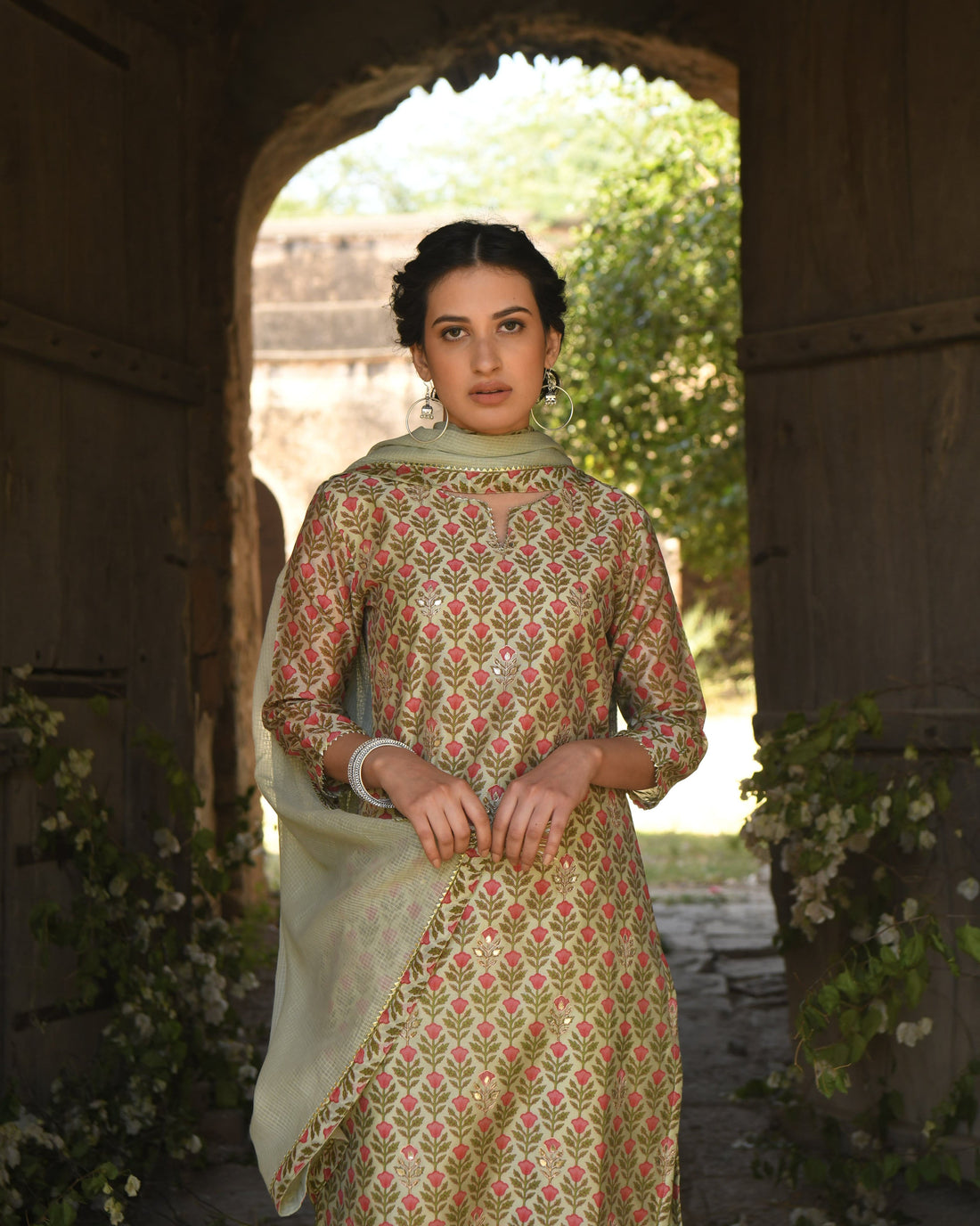 PISTA GREEN MEHER KURTA SET