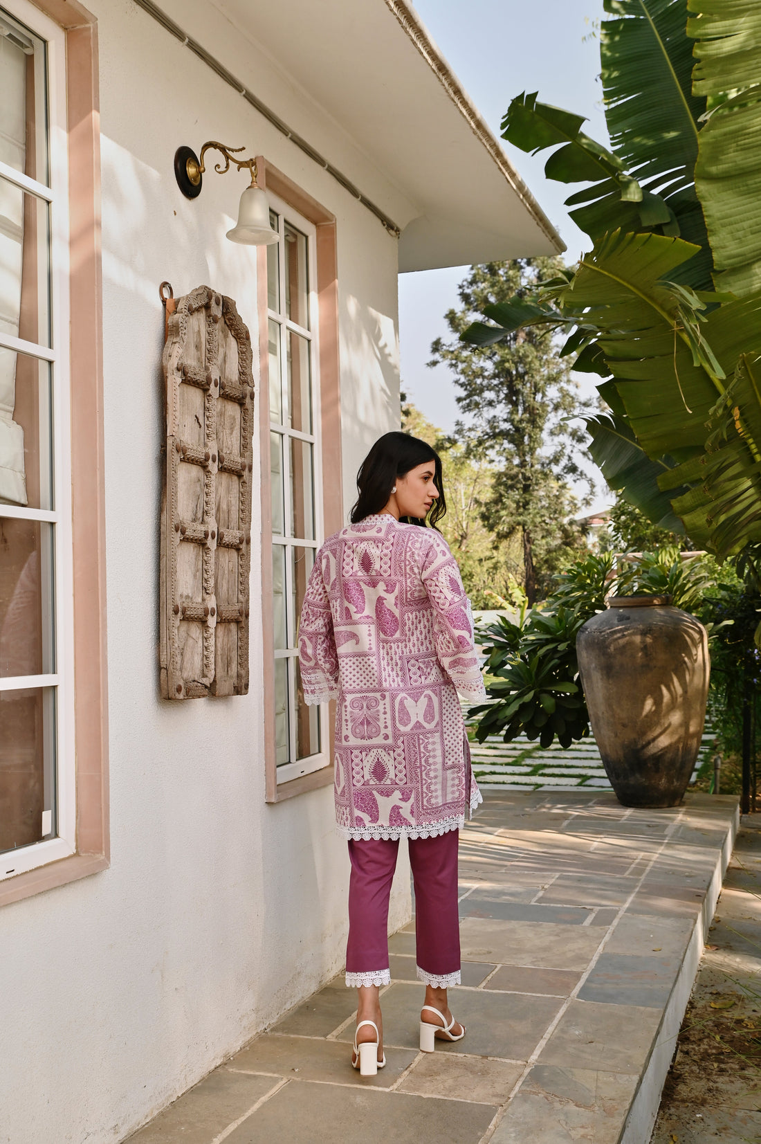 DEEP PURPLE PRINTED SHORT KURTA SET