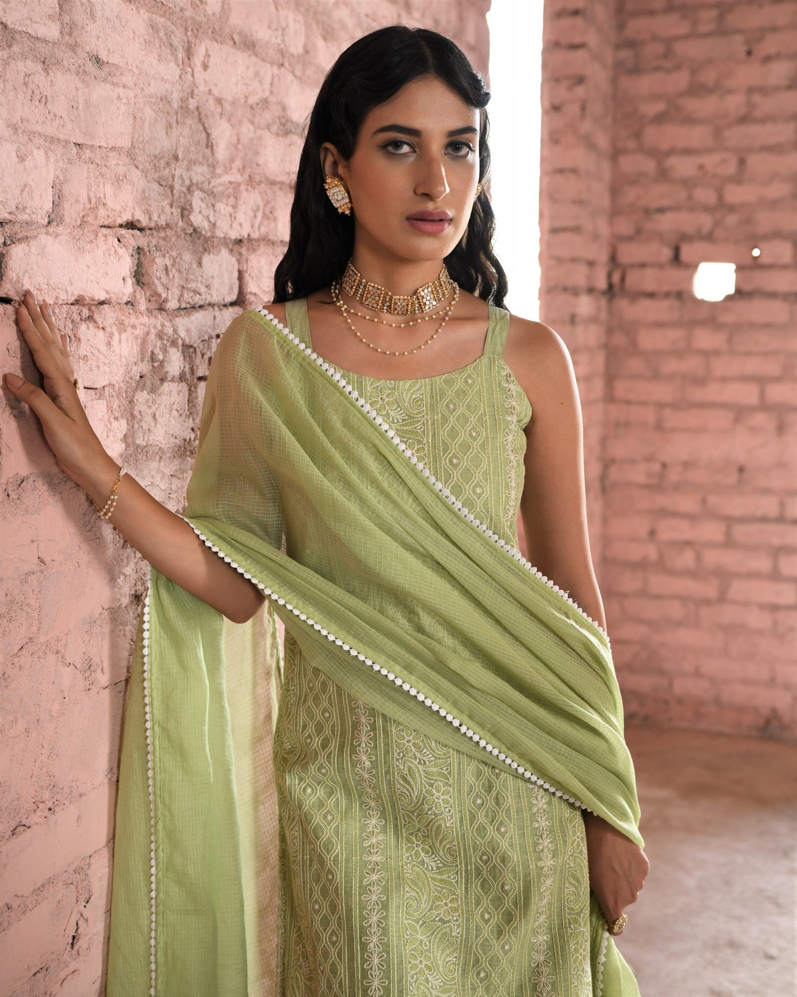 HOOR GREEN SHARARA SET