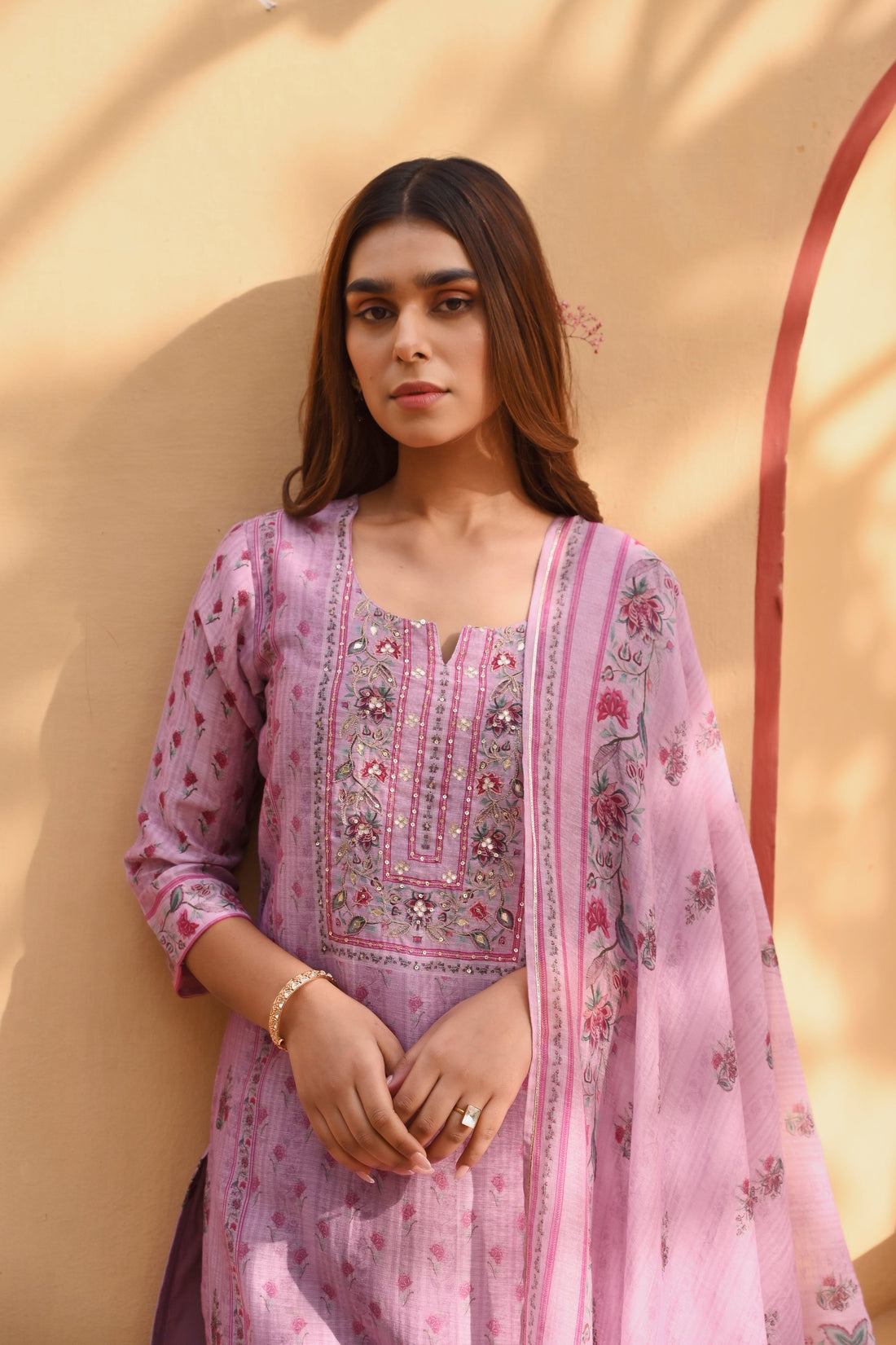 PURPLE LINEN KURTA SET