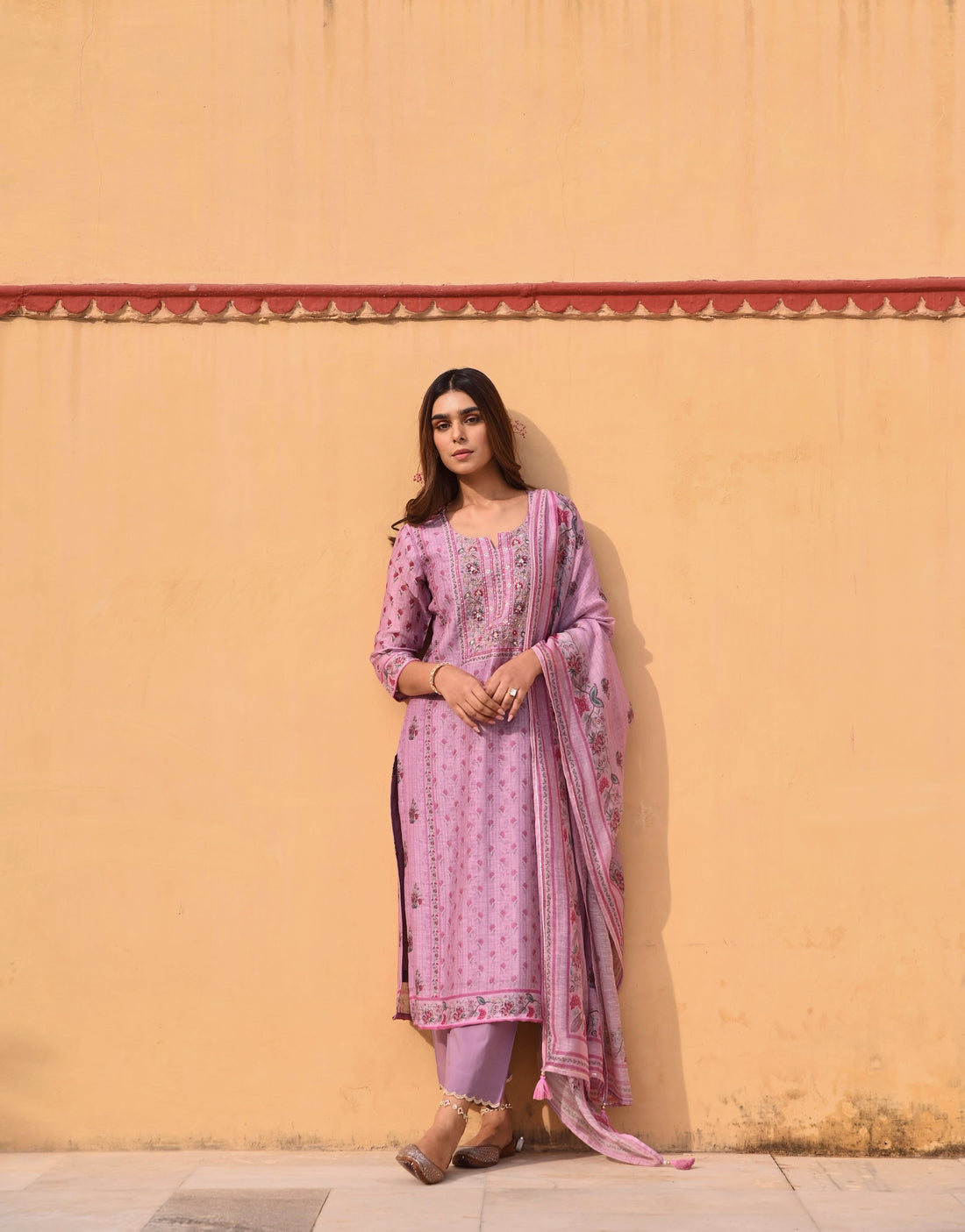 PURPLE LINEN KURTA SET