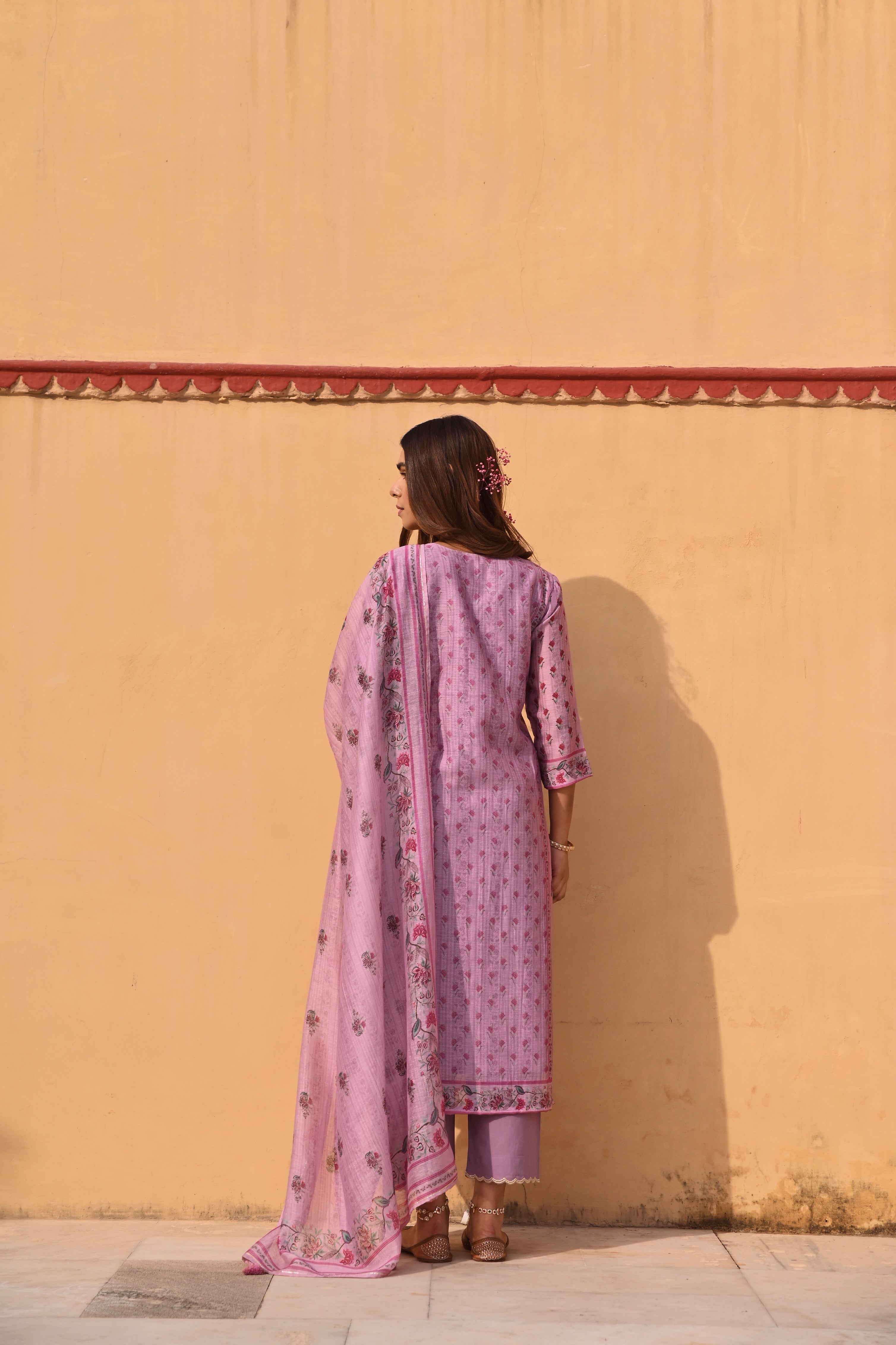PURPLE LINEN KURTA SET