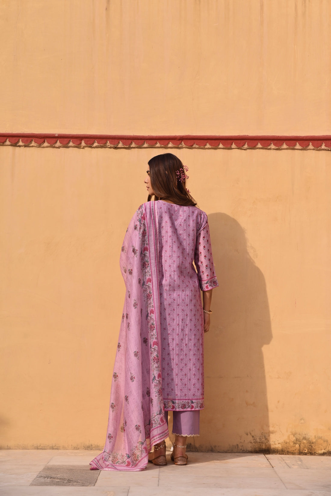 PURPLE LINEN KURTA SET