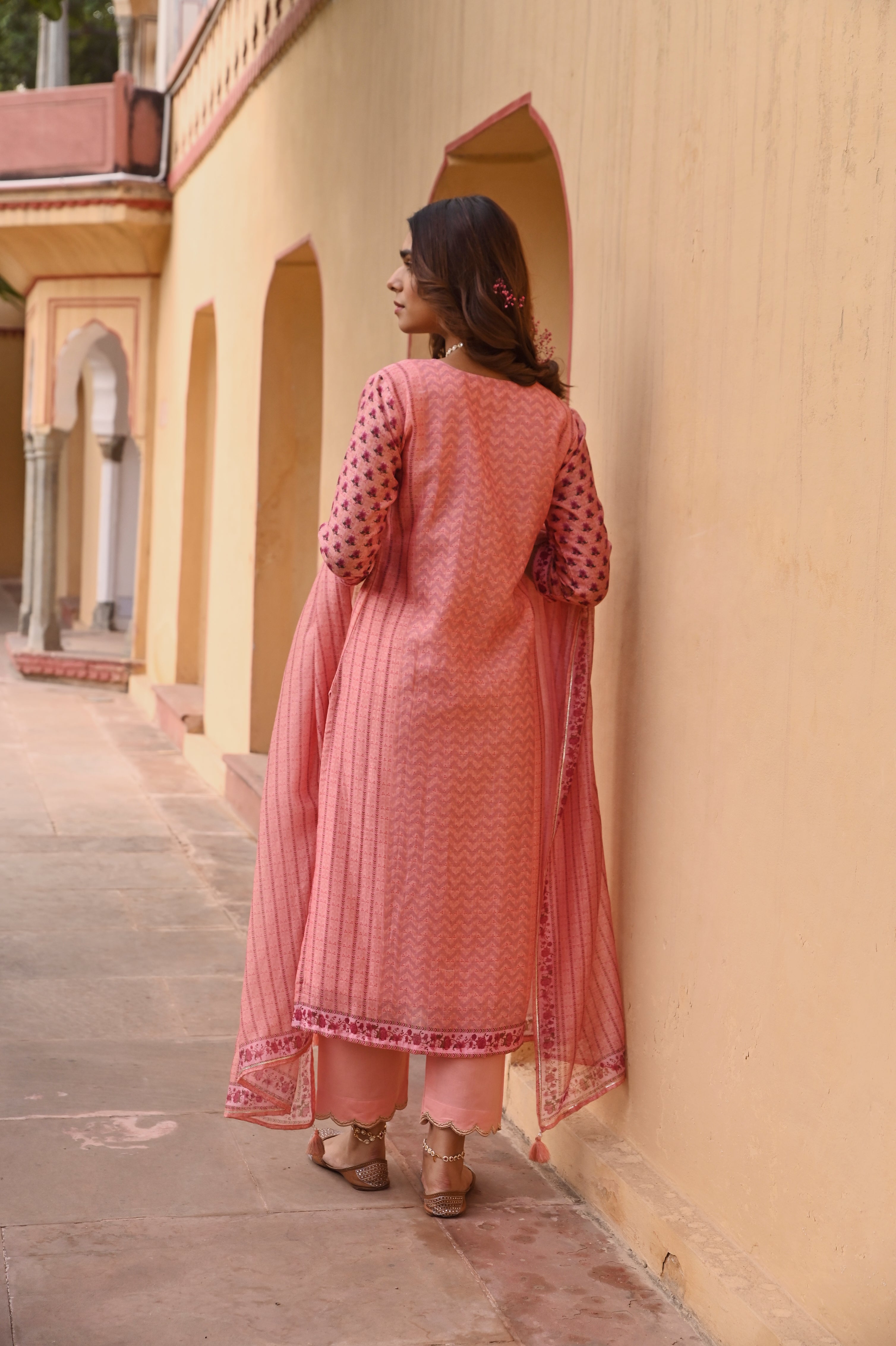 ORANGE LINEN KURTA SET