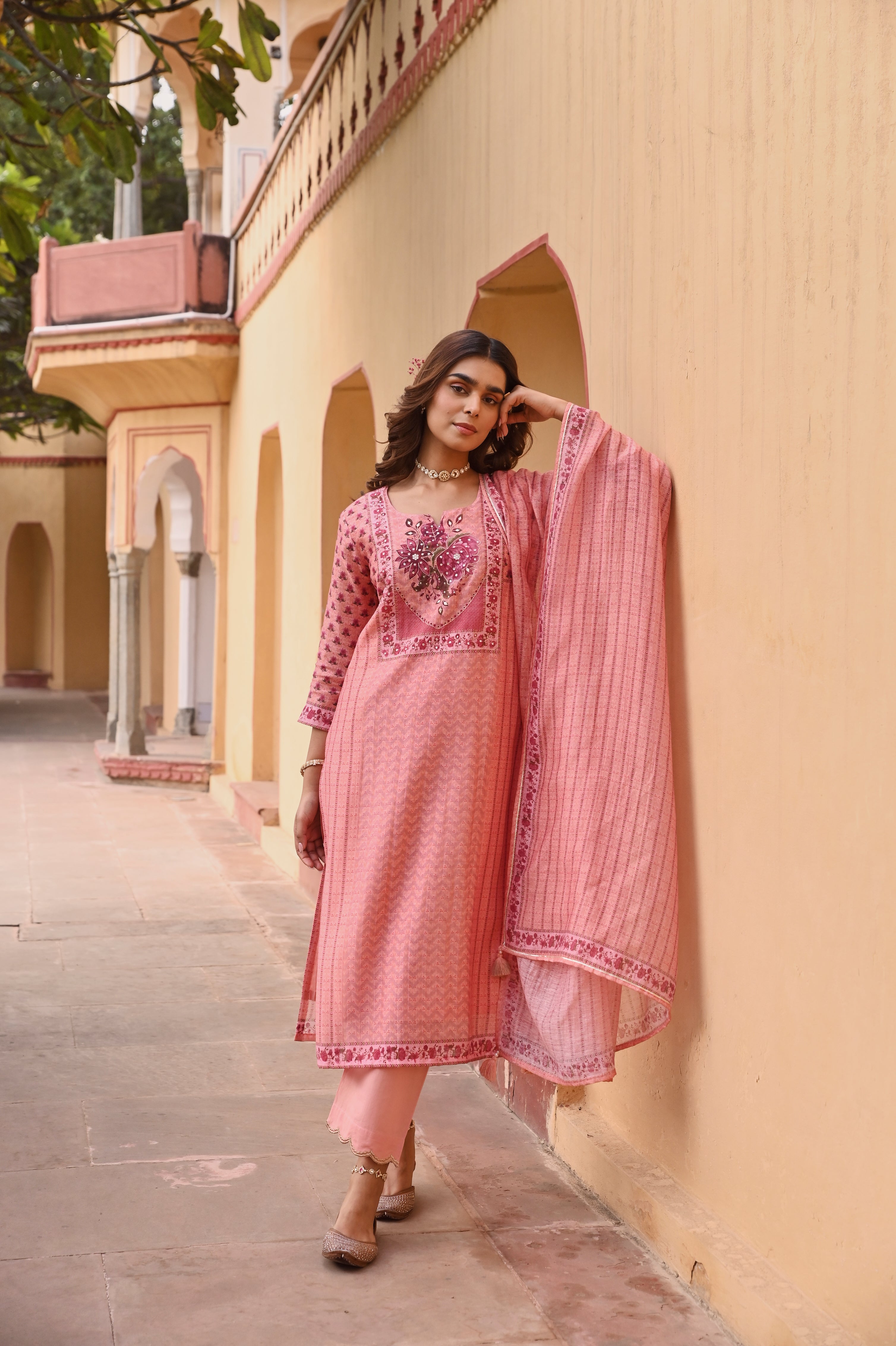 ORANGE LINEN KURTA SET
