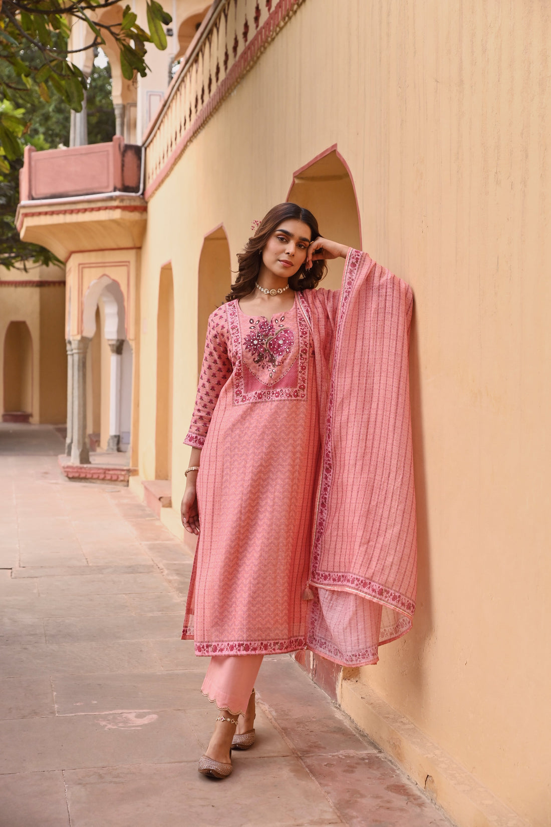 ORANGE LINEN KURTA SET
