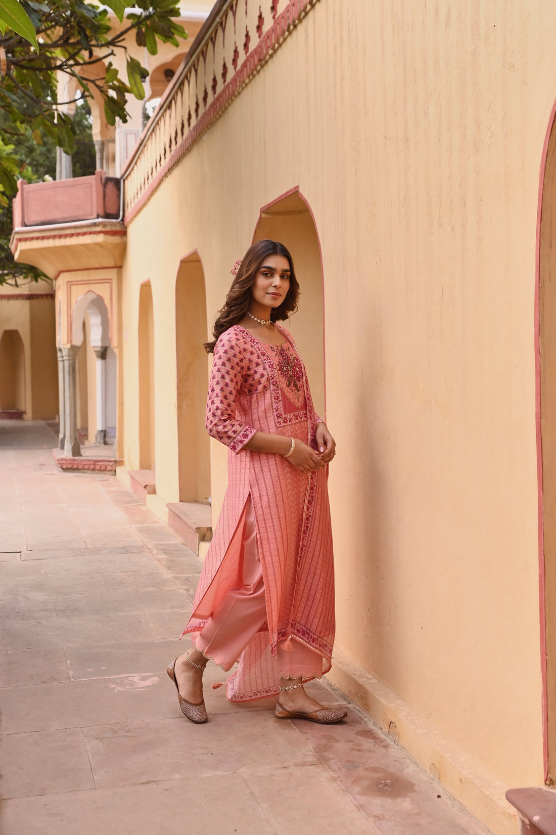 ORANGE LINEN KURTA SET