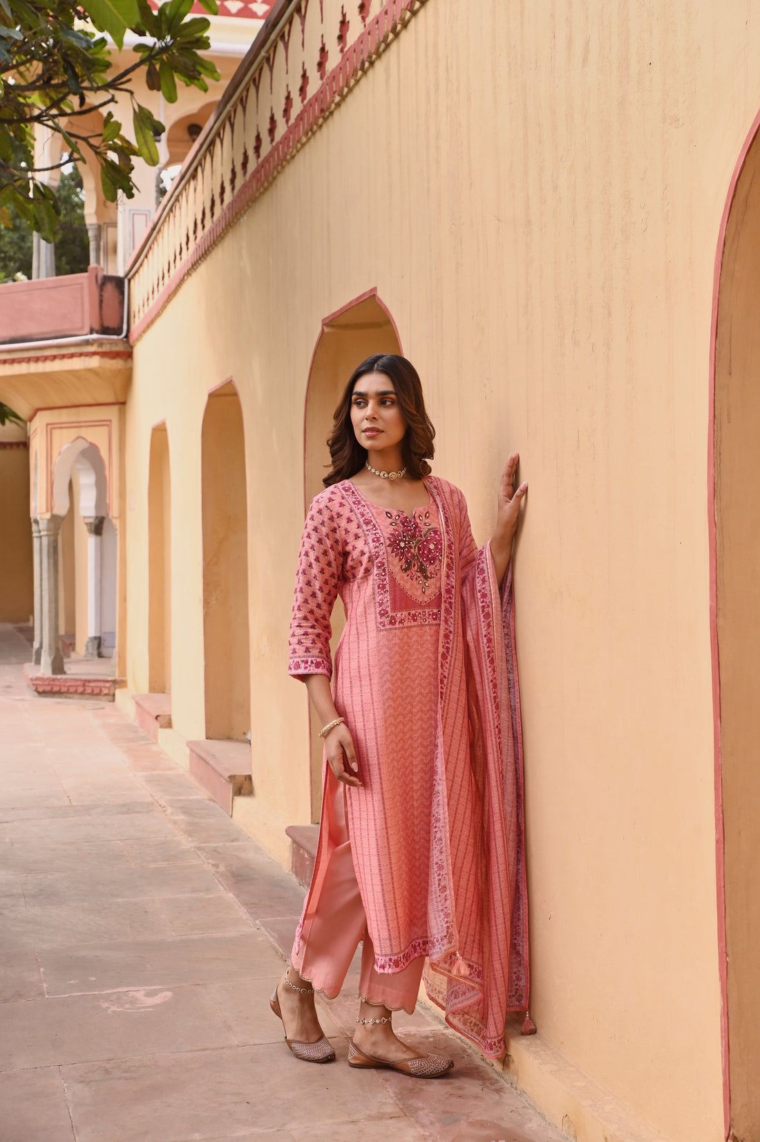 ORANGE LINEN KURTA SET