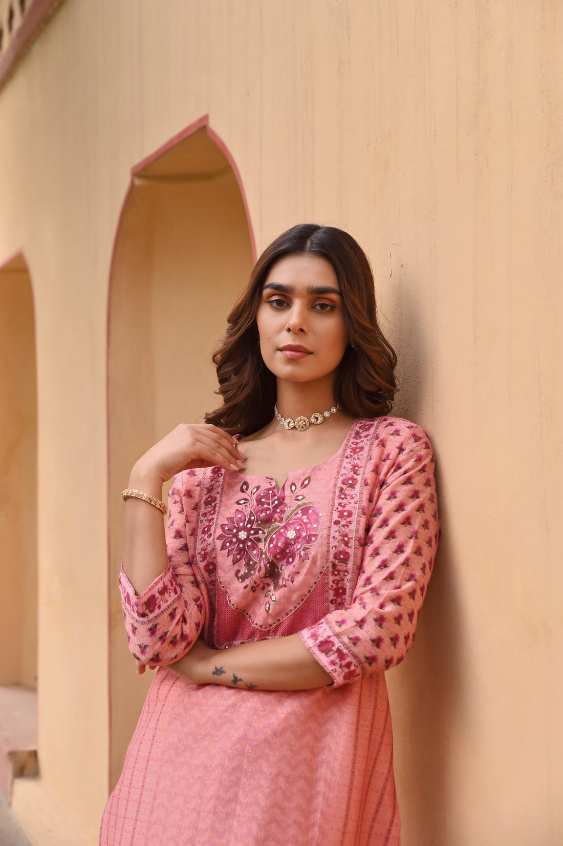 ORANGE LINEN KURTA SET