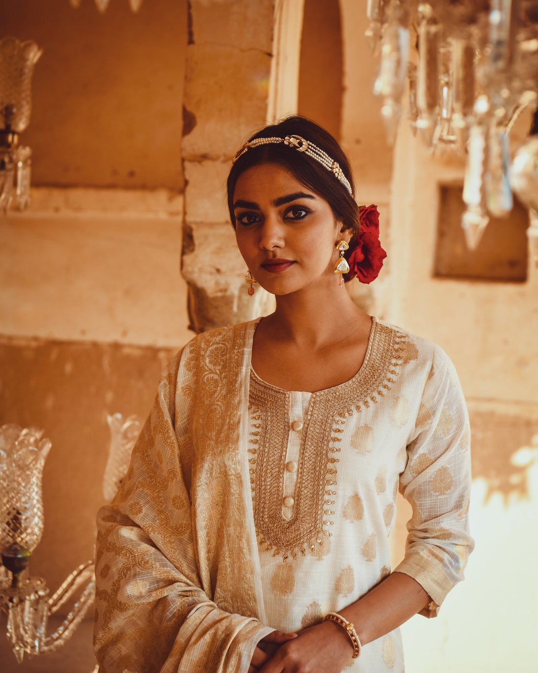 JASHN PURE BANARSI KURTA WITH MARODI EMBROIDERY