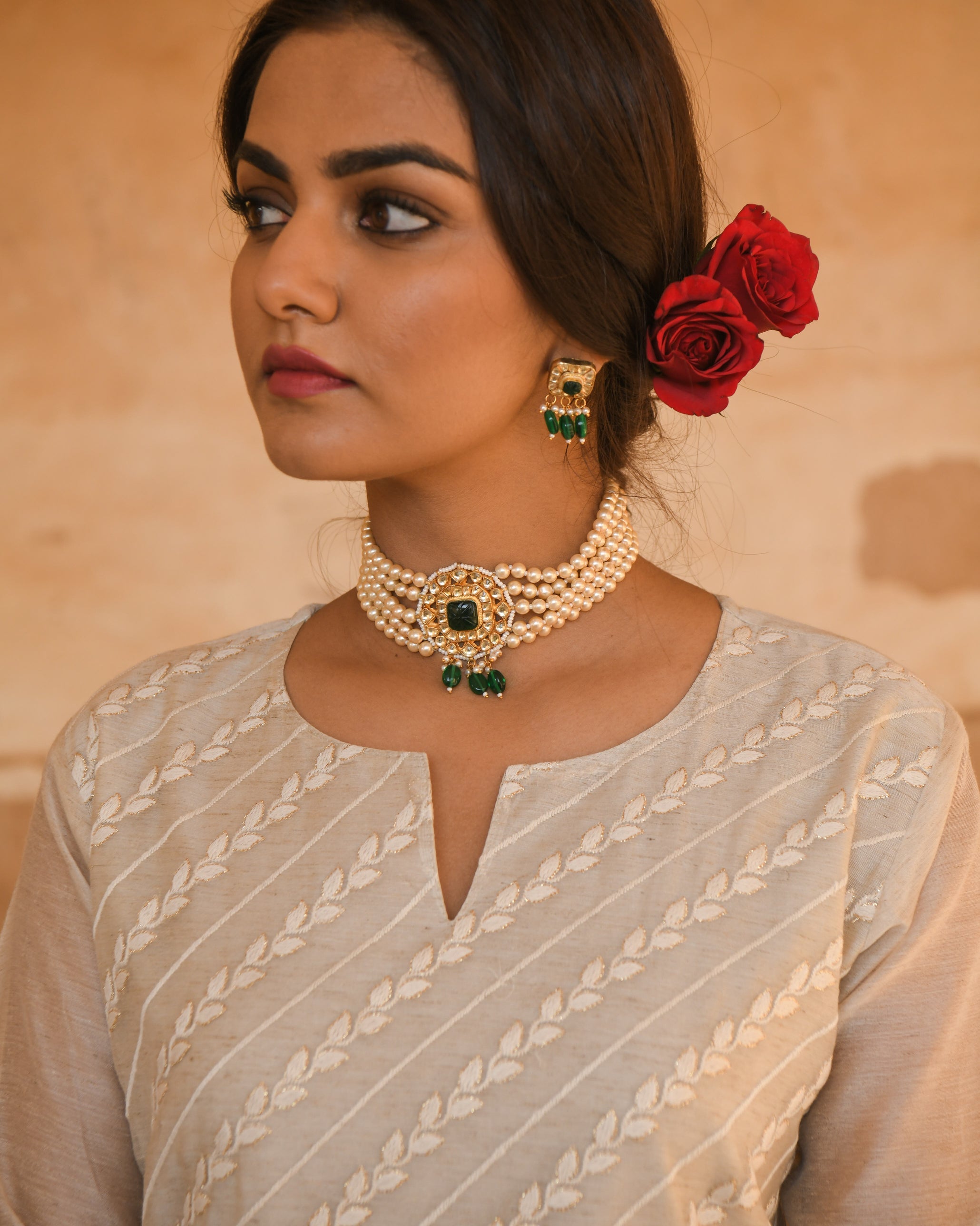 OFF-WHITE CHANDERI KURTA SET