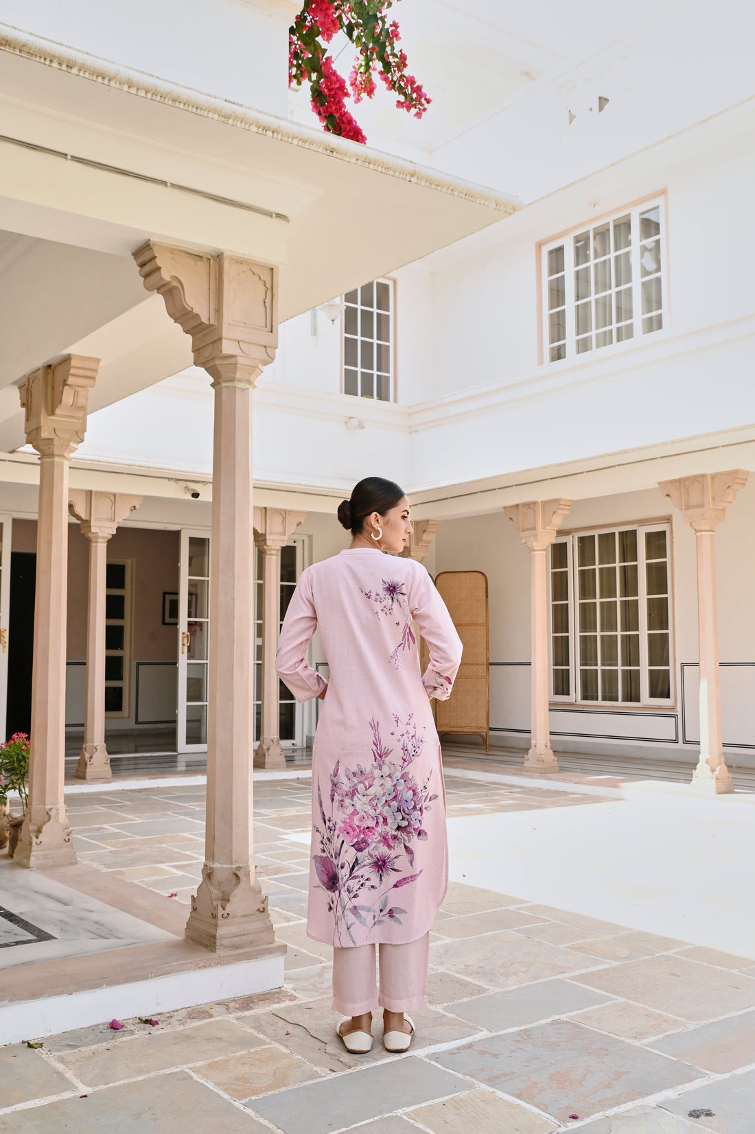 PURPLE HANDLOOM COTTON PRINTED KURTA SET