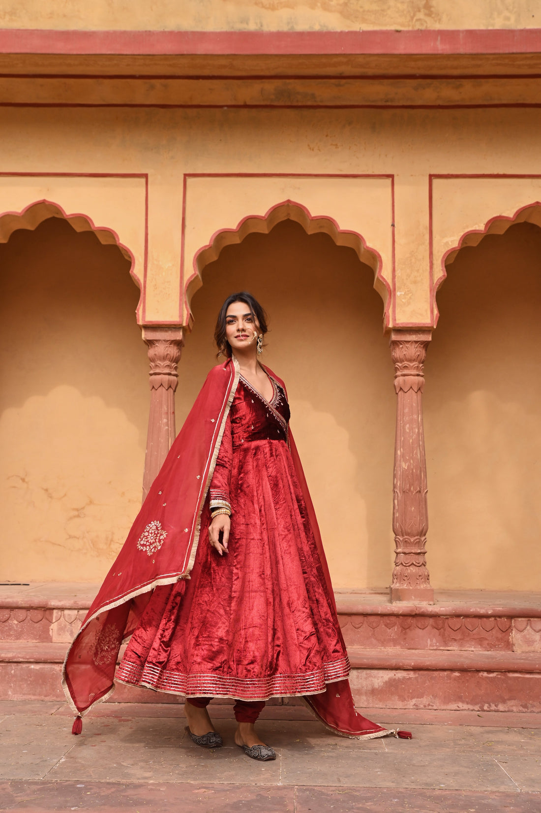 RED EMBROIDERED ANGARAKHA
