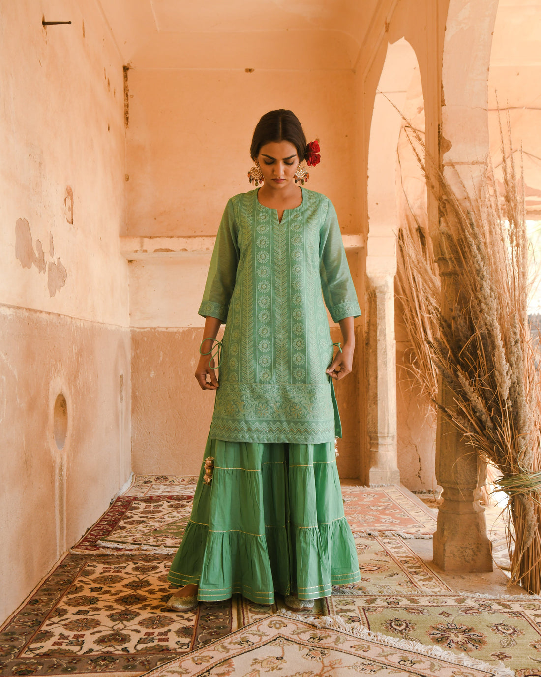 GREEN AFTAAB SHARARA SET