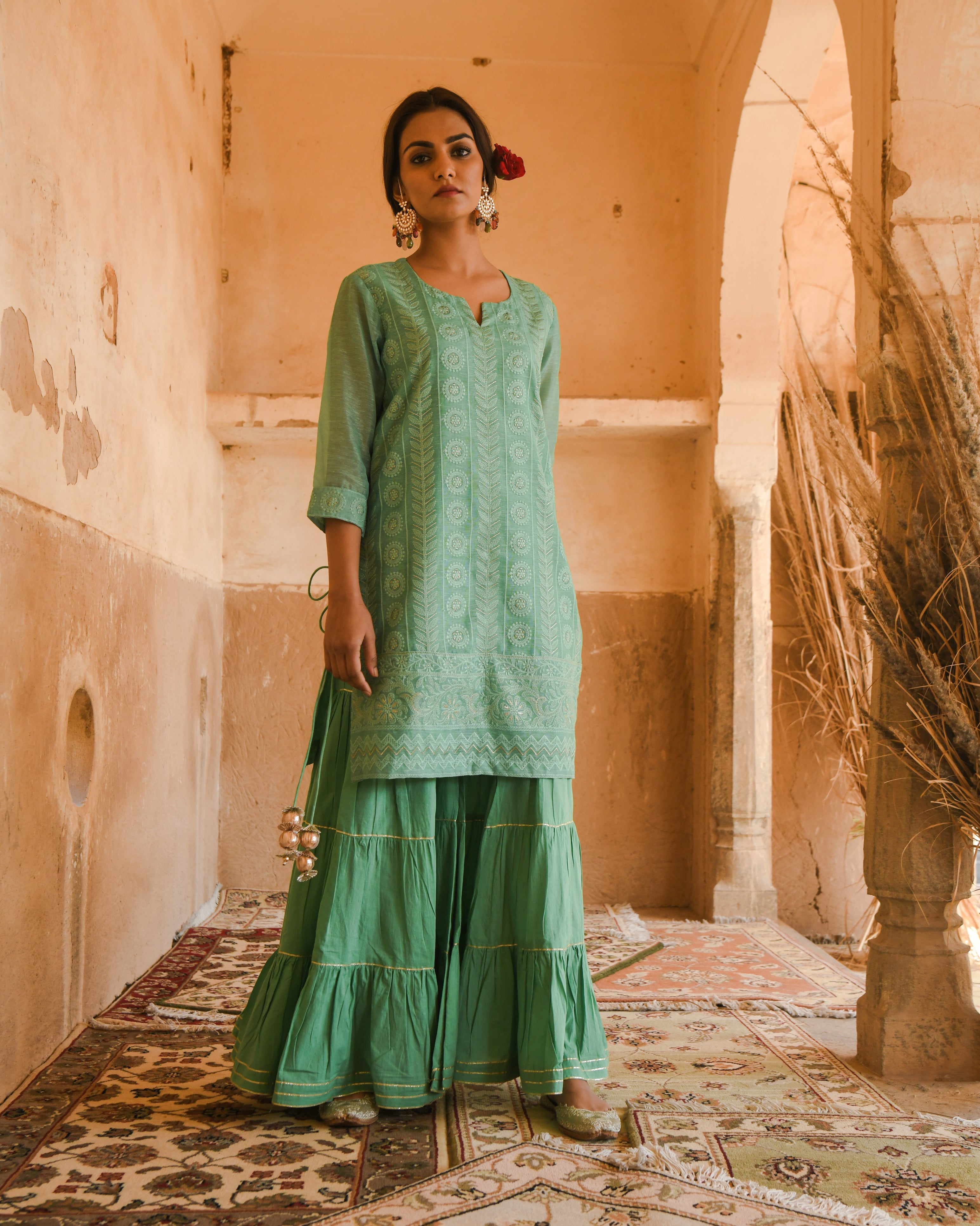 GREEN AFTAAB SHARARA SET