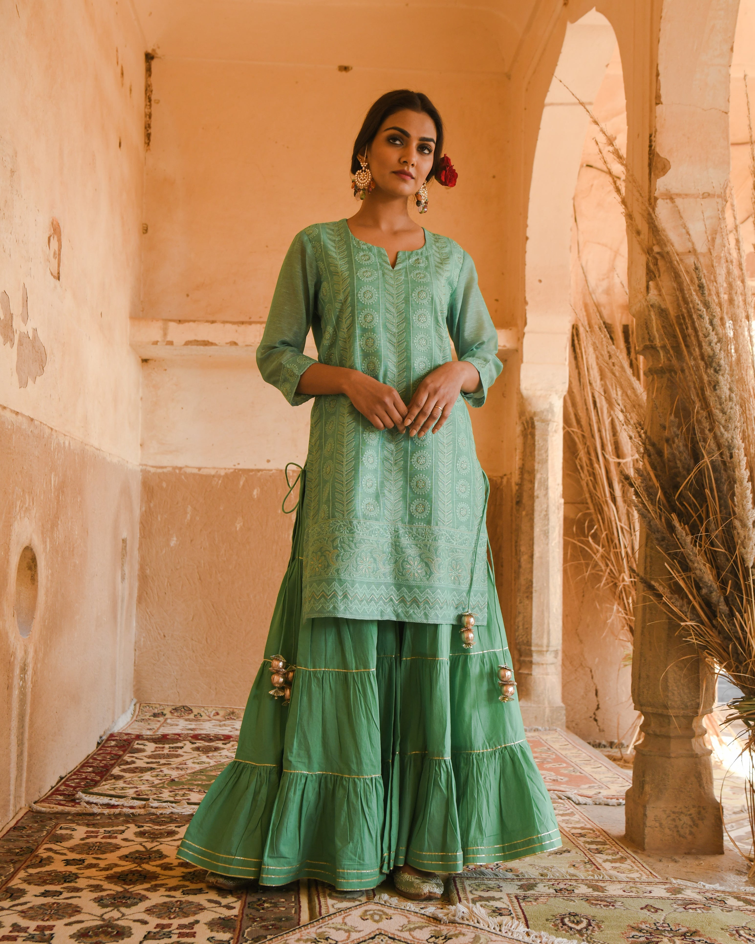 GREEN AFTAAB SHARARA SET