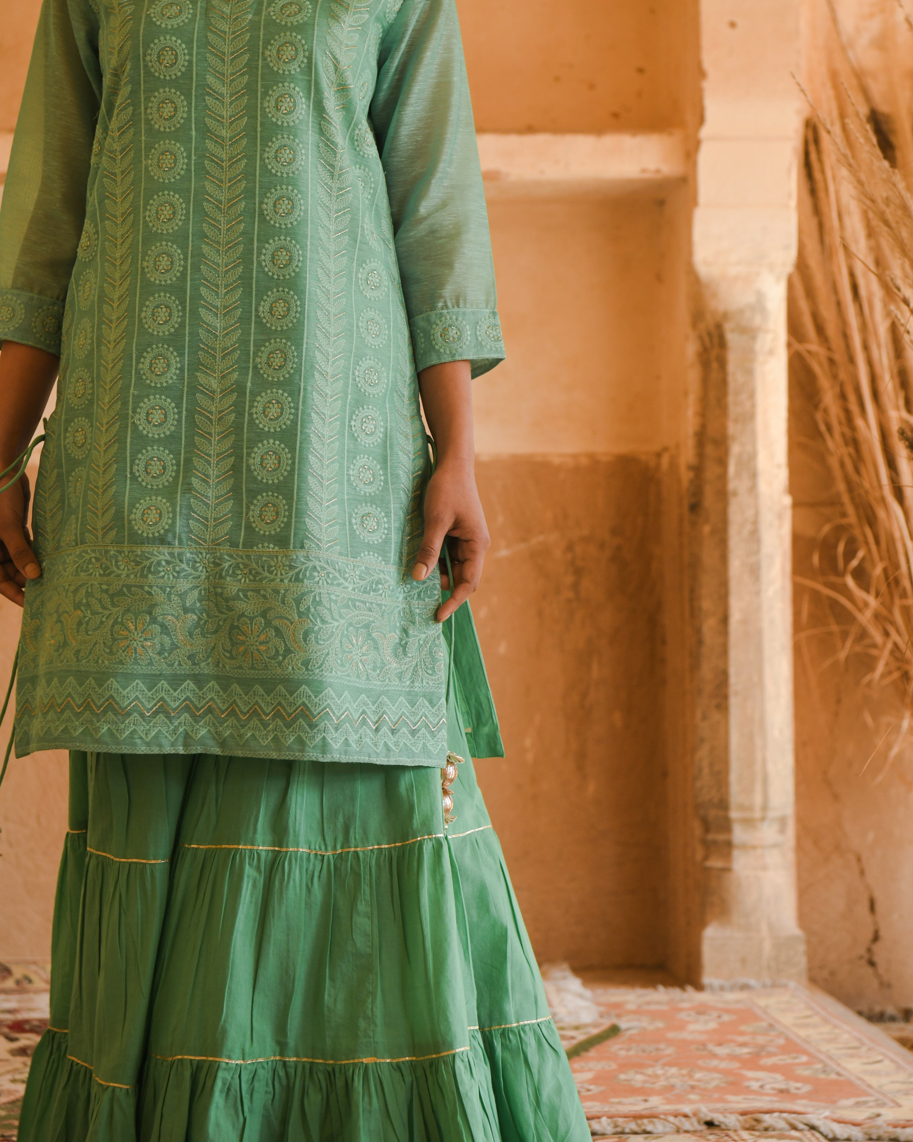 GREEN AFTAAB SHARARA SET