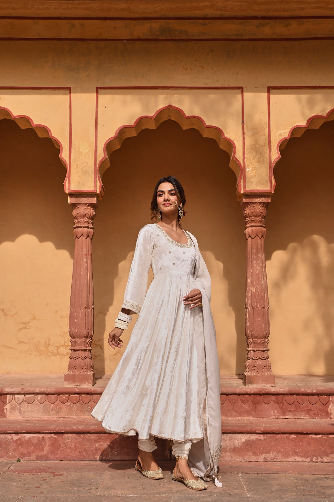 WHITE ANARKALI SET