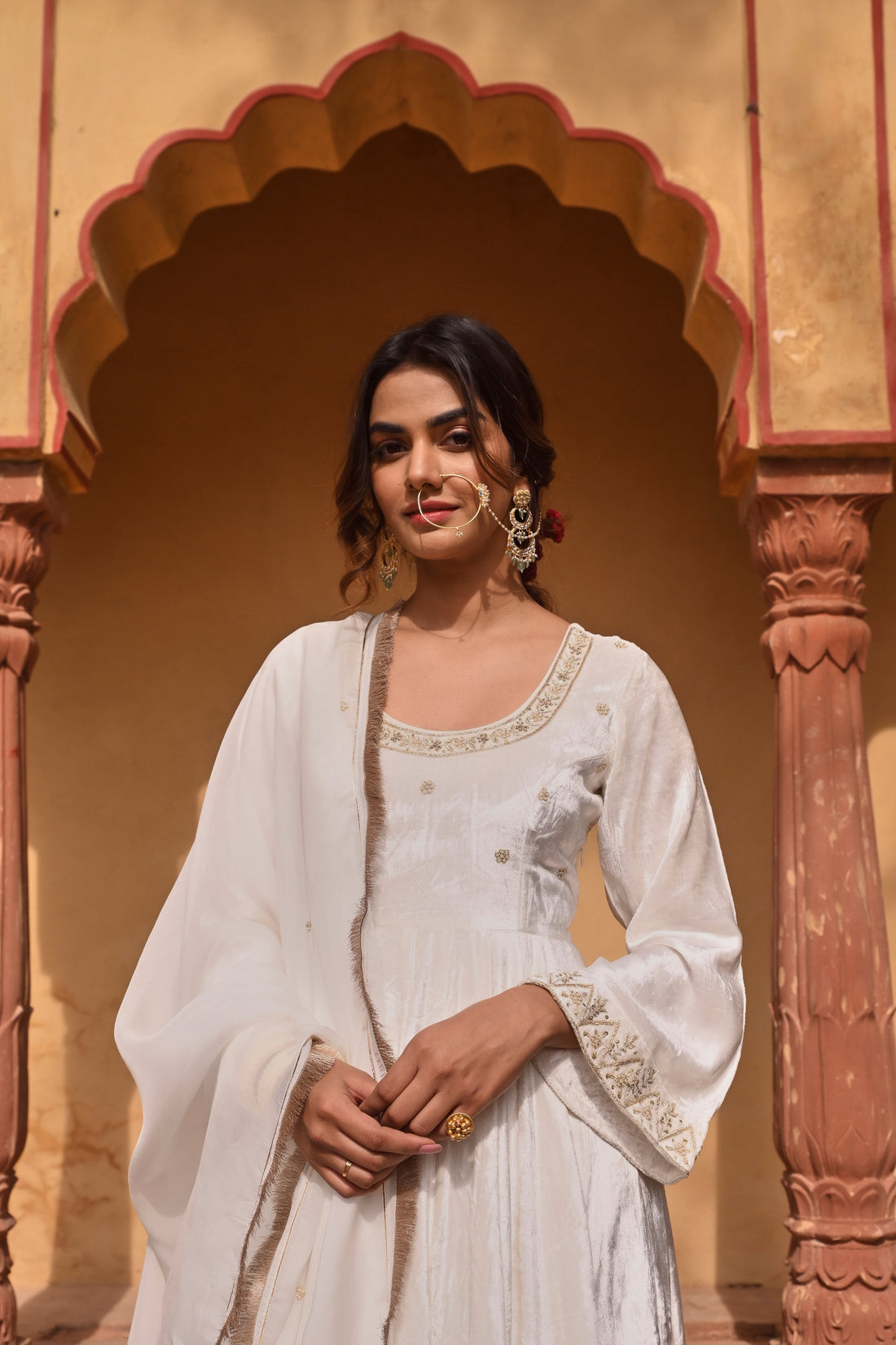 WHITE ANARKALI SET