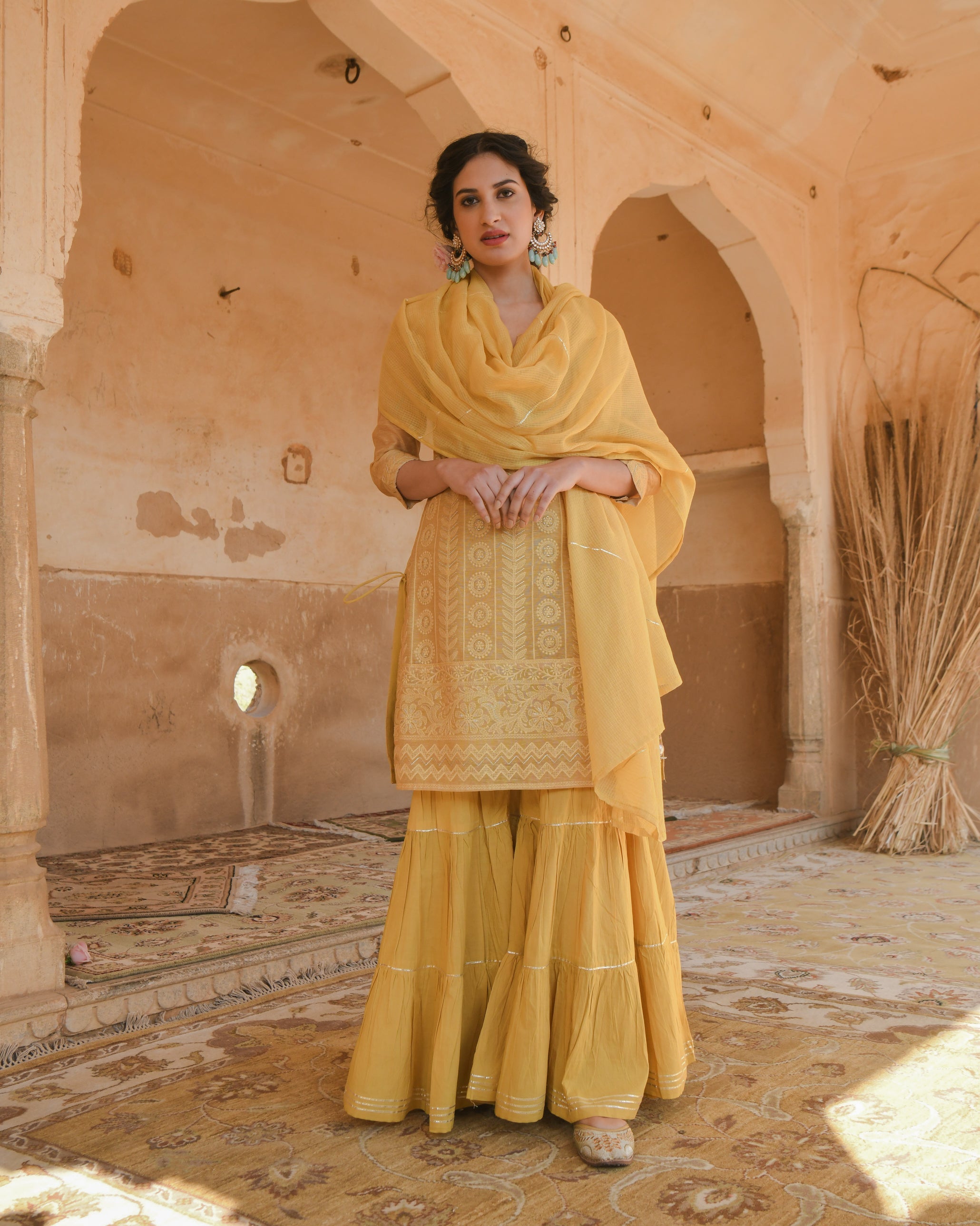 MUSTARD YELLOW SHARARA SET