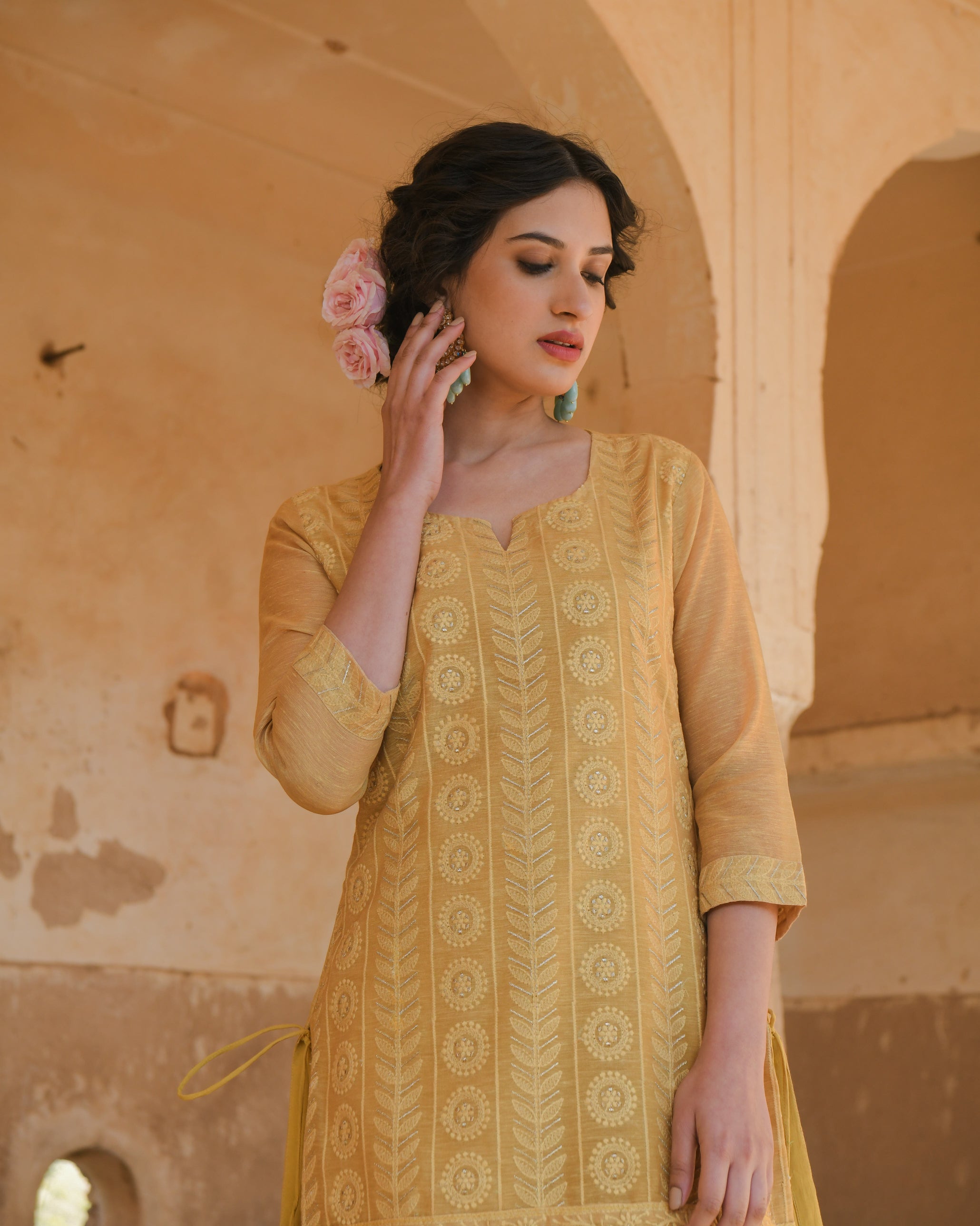 MUSTARD YELLOW SHARARA SET