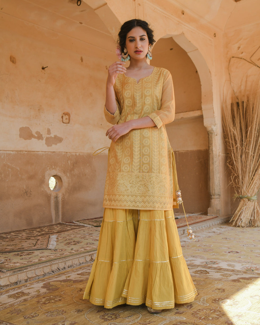 MUSTARD YELLOW SHARARA SET