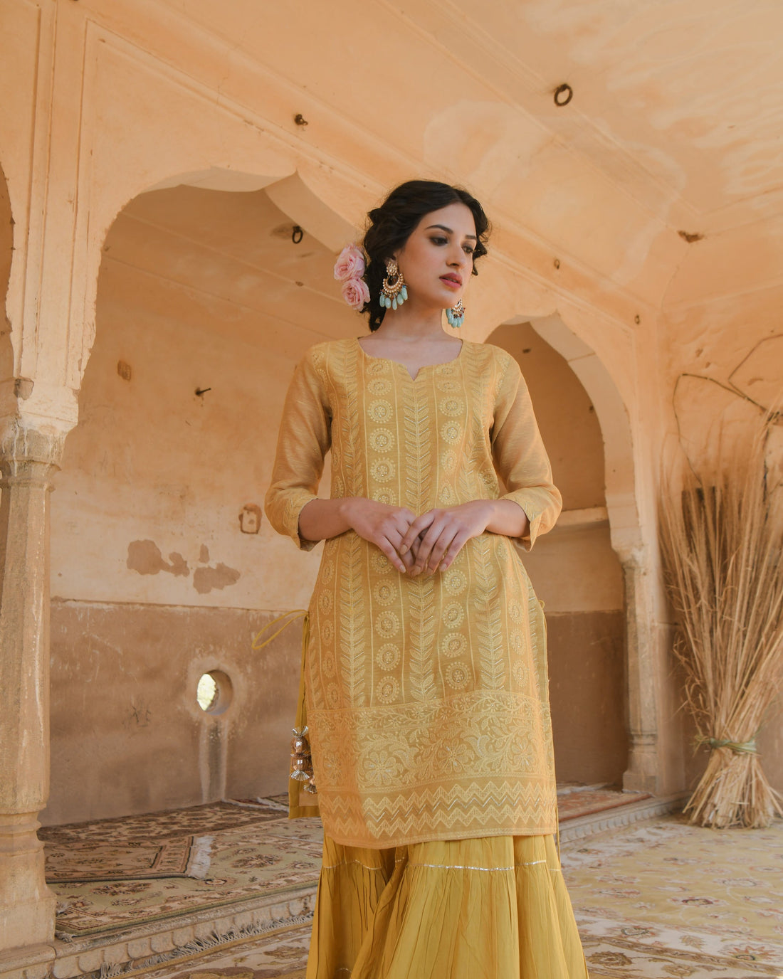 MUSTARD YELLOW SHARARA SET