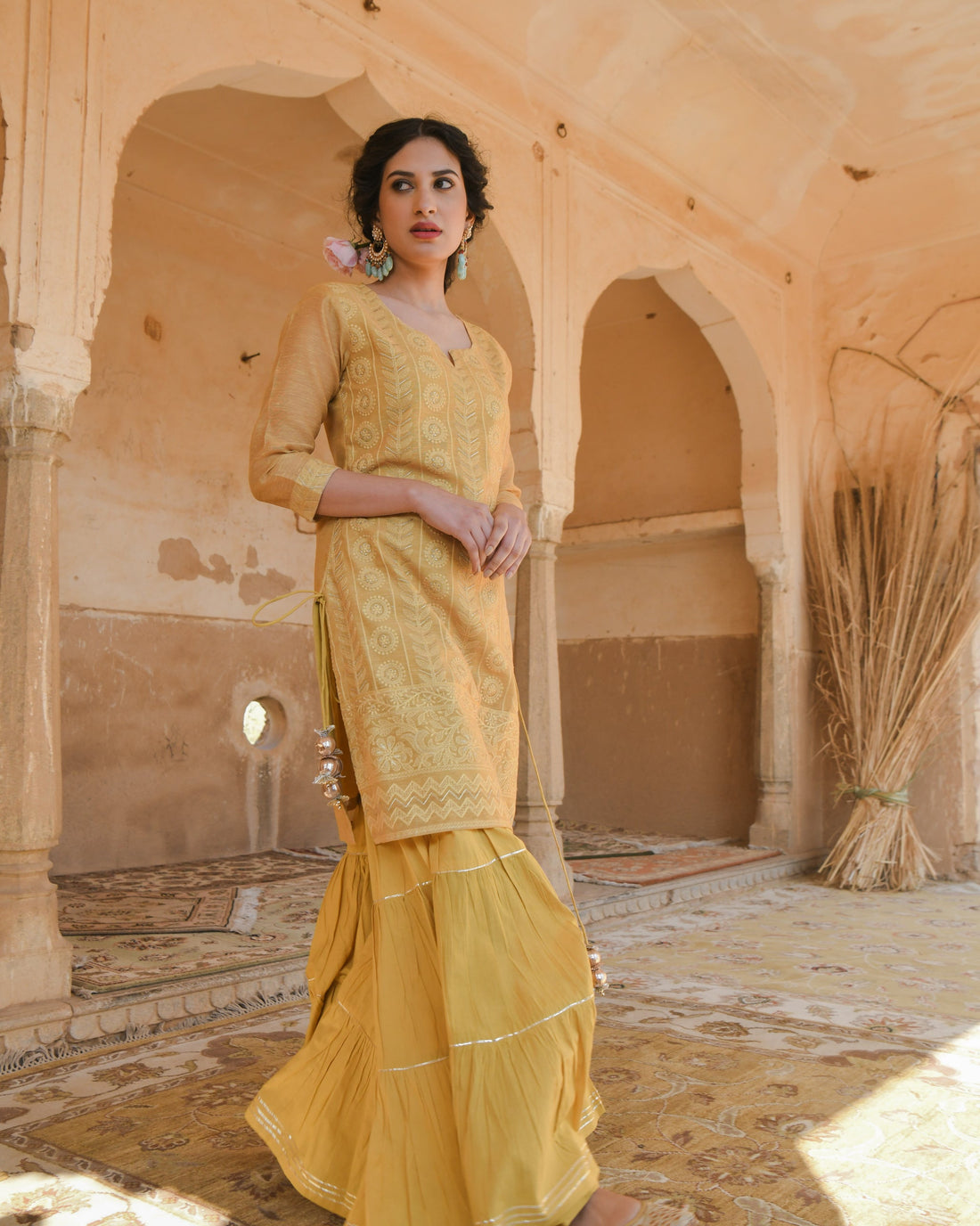 MUSTARD YELLOW SHARARA SET