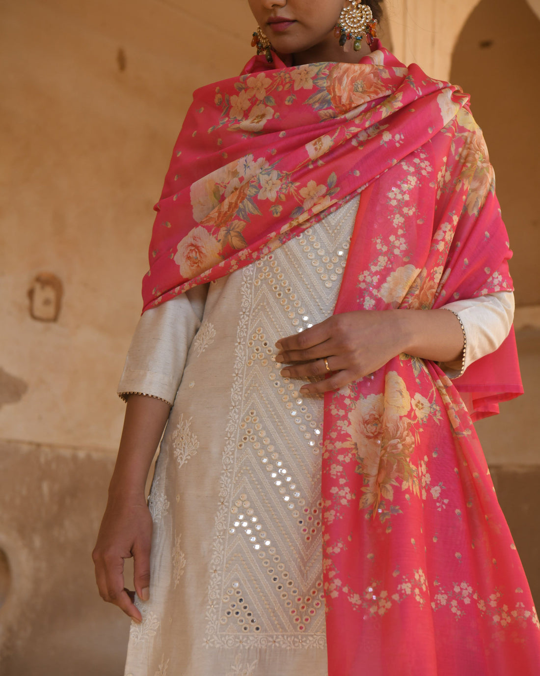 LIGHT BEIGE NAZAM KURTA SET