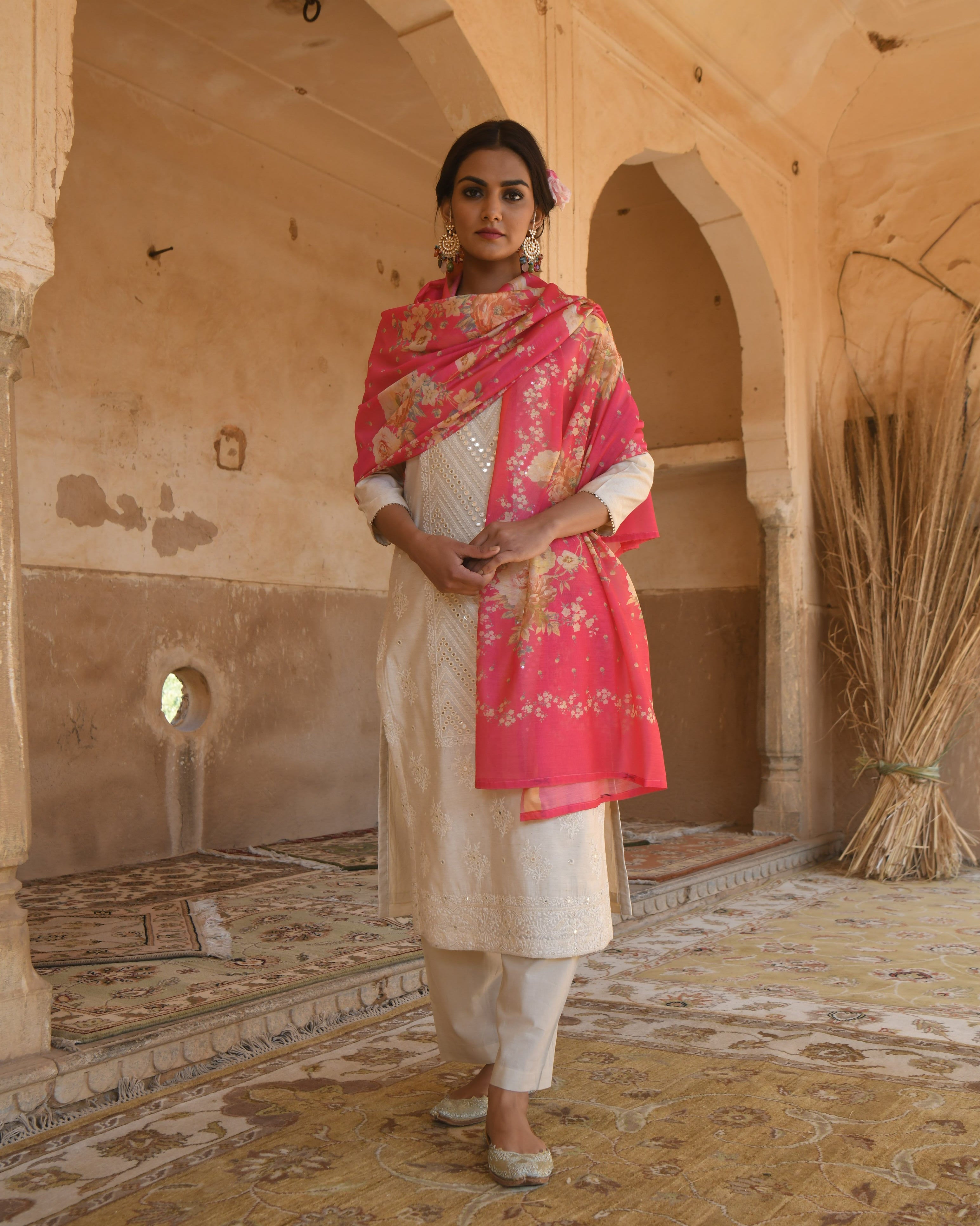 LIGHT BEIGE NAZAM KURTA SET