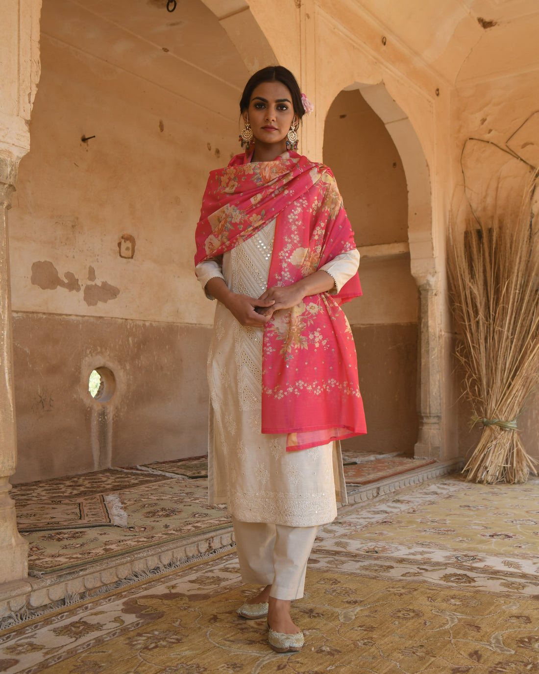 LIGHT BEIGE NAZAM KURTA SET